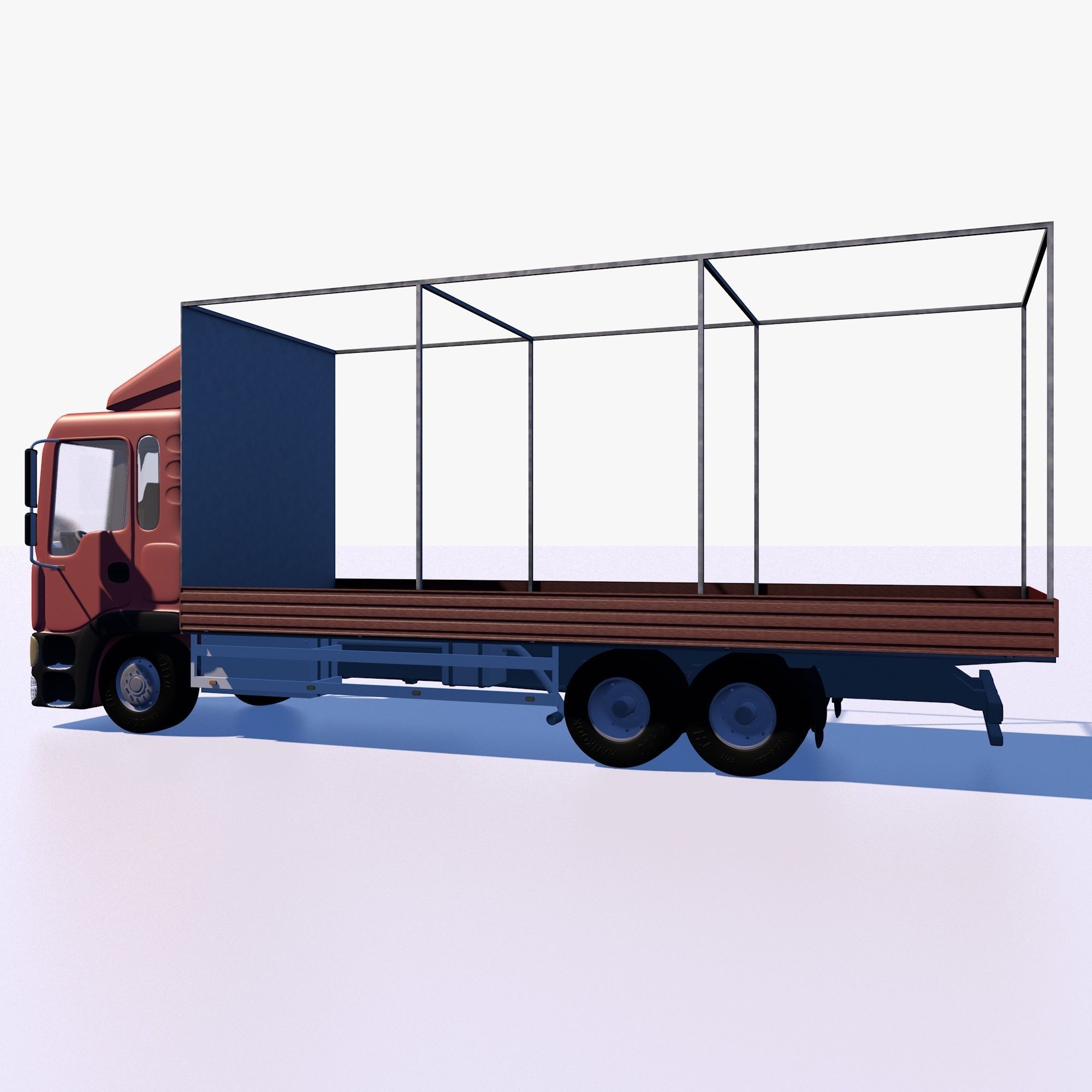 Truck with sides and stands 3D model_1