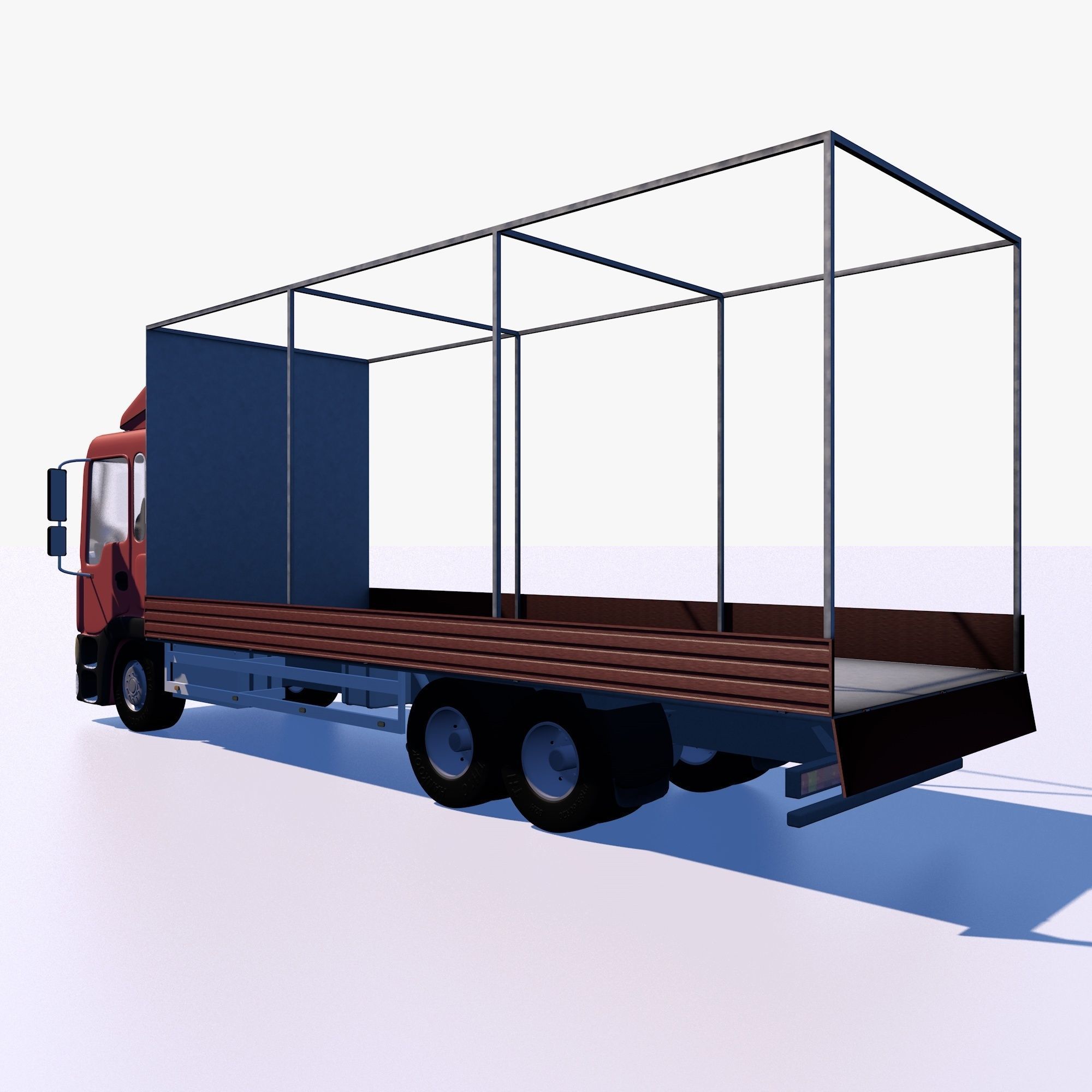 Truck with sides and stands 3D model_9