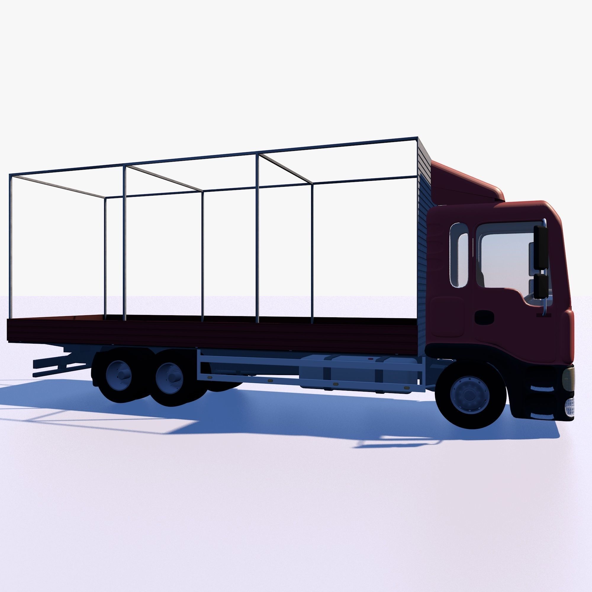 Truck with sides and stands 3D model_3