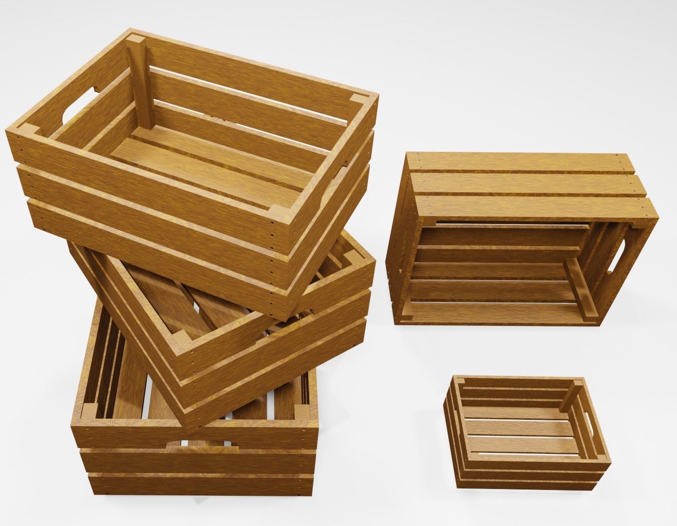 Wood Boxes  3D model_2