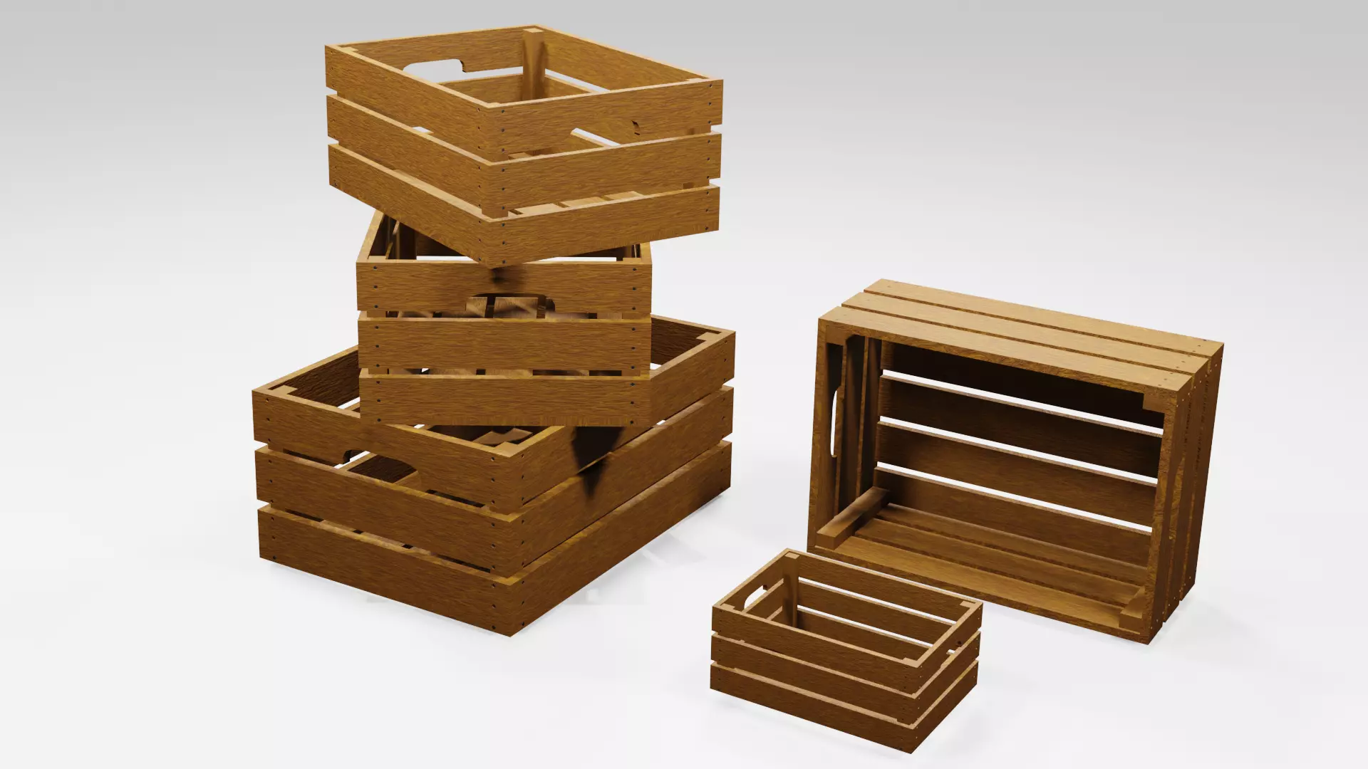 Wood Boxes  3D model_0