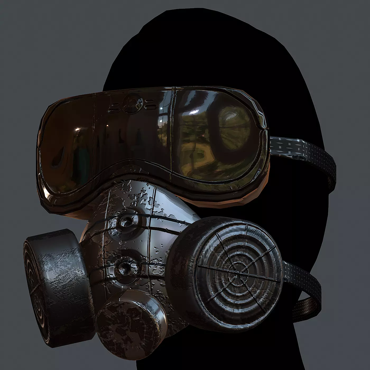 Gas mask helmet 3d model scifi Low-poly Low-poly 3D model Low-poly 3D model_0