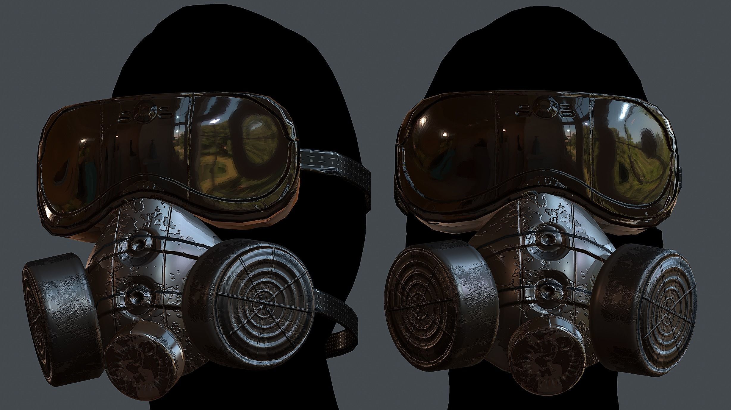 Gas mask helmet 3d model scifi Low-poly Low-poly 3D model Low-poly 3D model_1