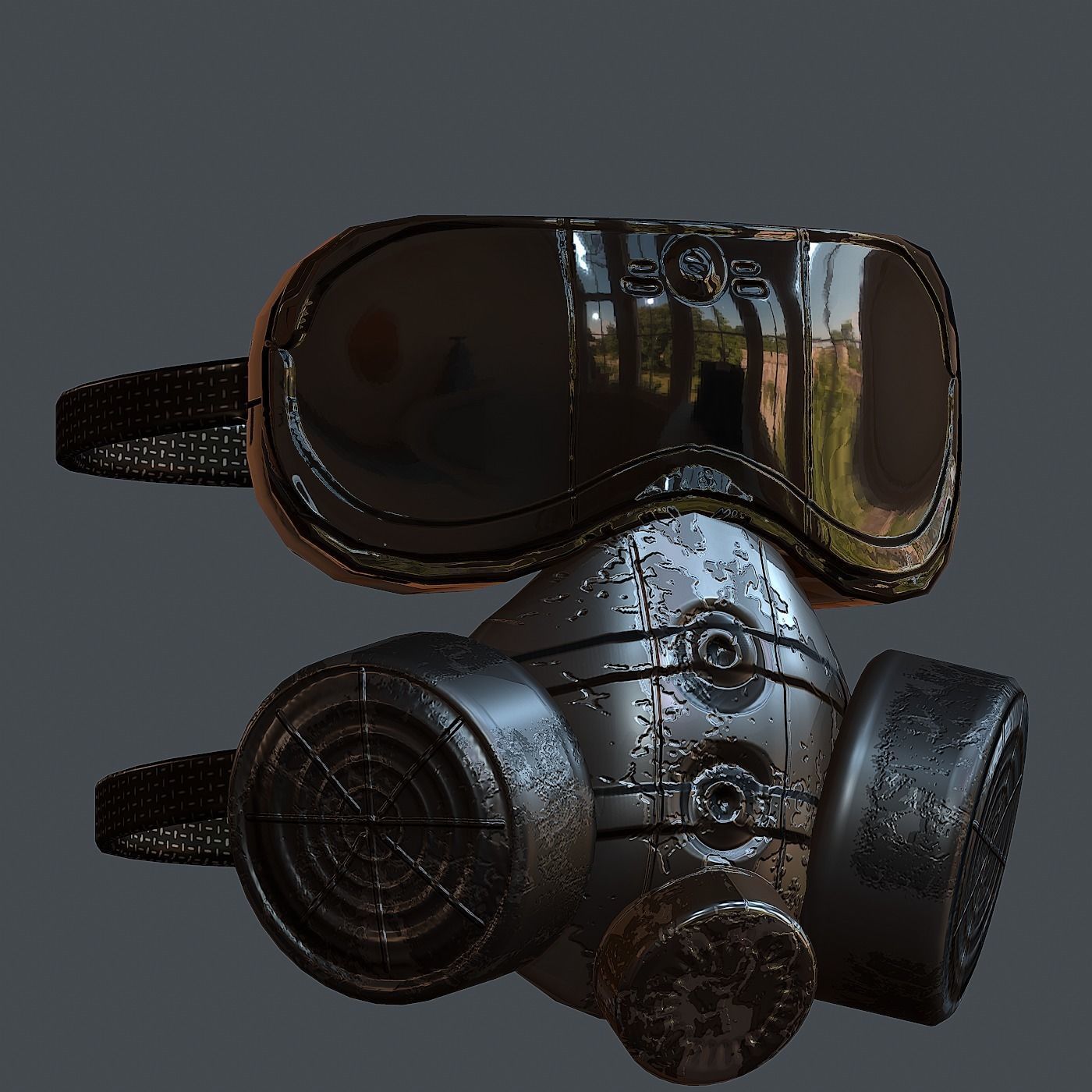 Gas mask helmet 3d model scifi Low-poly Low-poly 3D model Low-poly 3D model_3