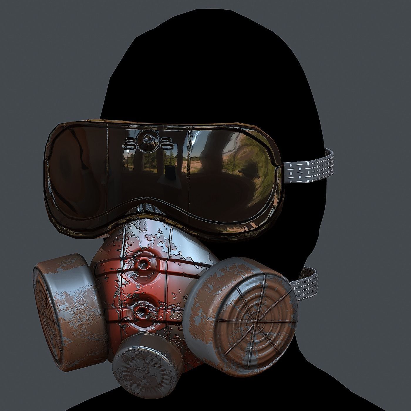 Gas mask helmet 3d model scifi Low-poly Low-poly 3D model Low-poly 3D model_2