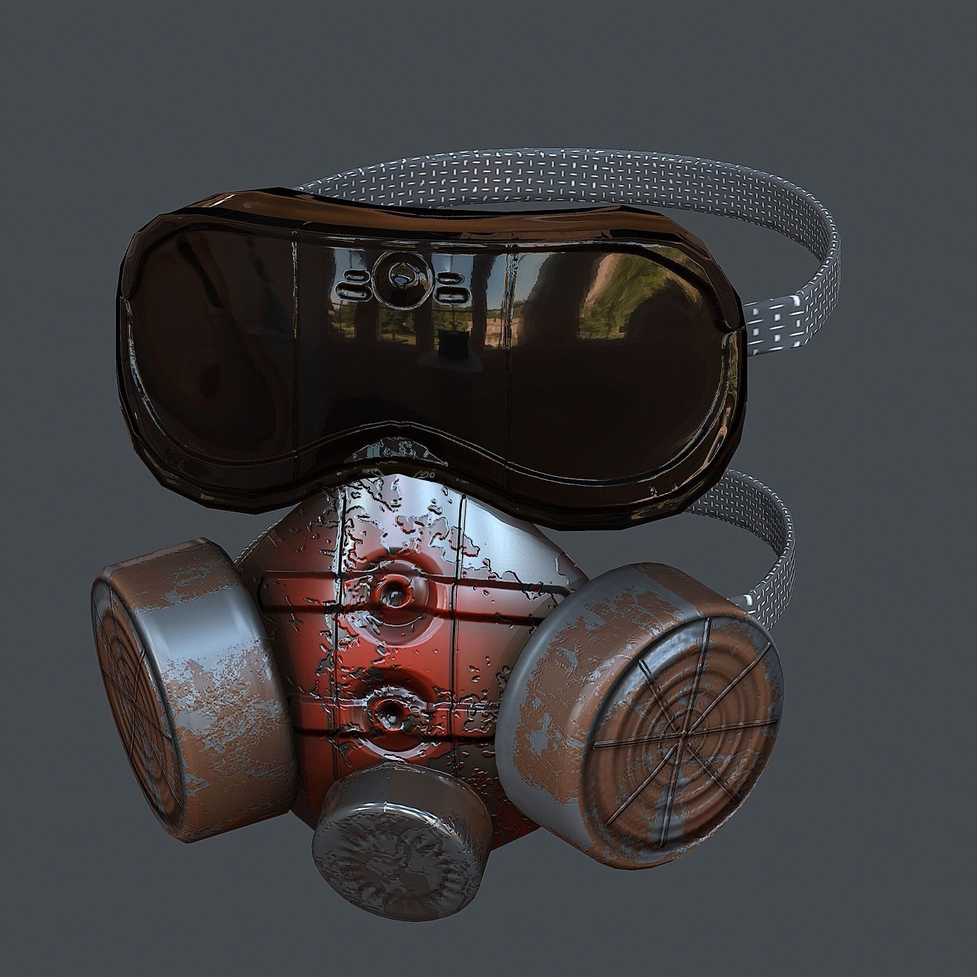 Gas mask helmet 3d model scifi Low-poly Low-poly 3D model Low-poly 3D model_5