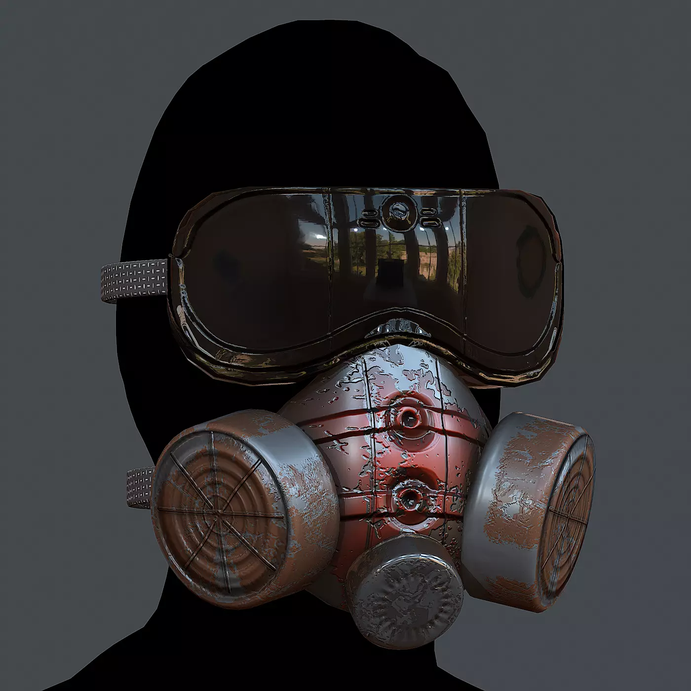 Gas mask helmet 3d model scifi Low-poly Low-poly 3D model Low-poly 3D model_0