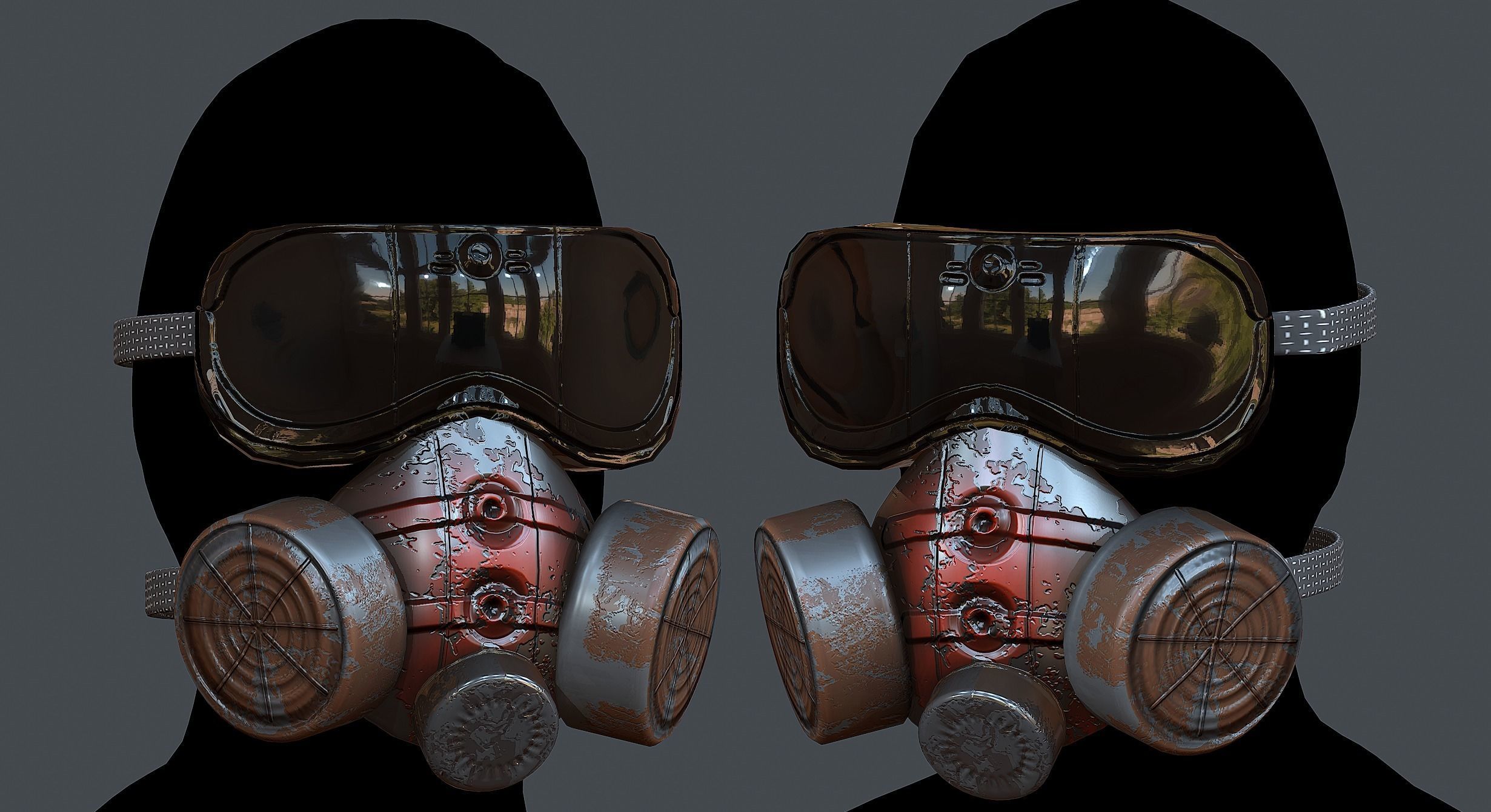 Gas mask helmet 3d model scifi Low-poly Low-poly 3D model Low-poly 3D model_1
