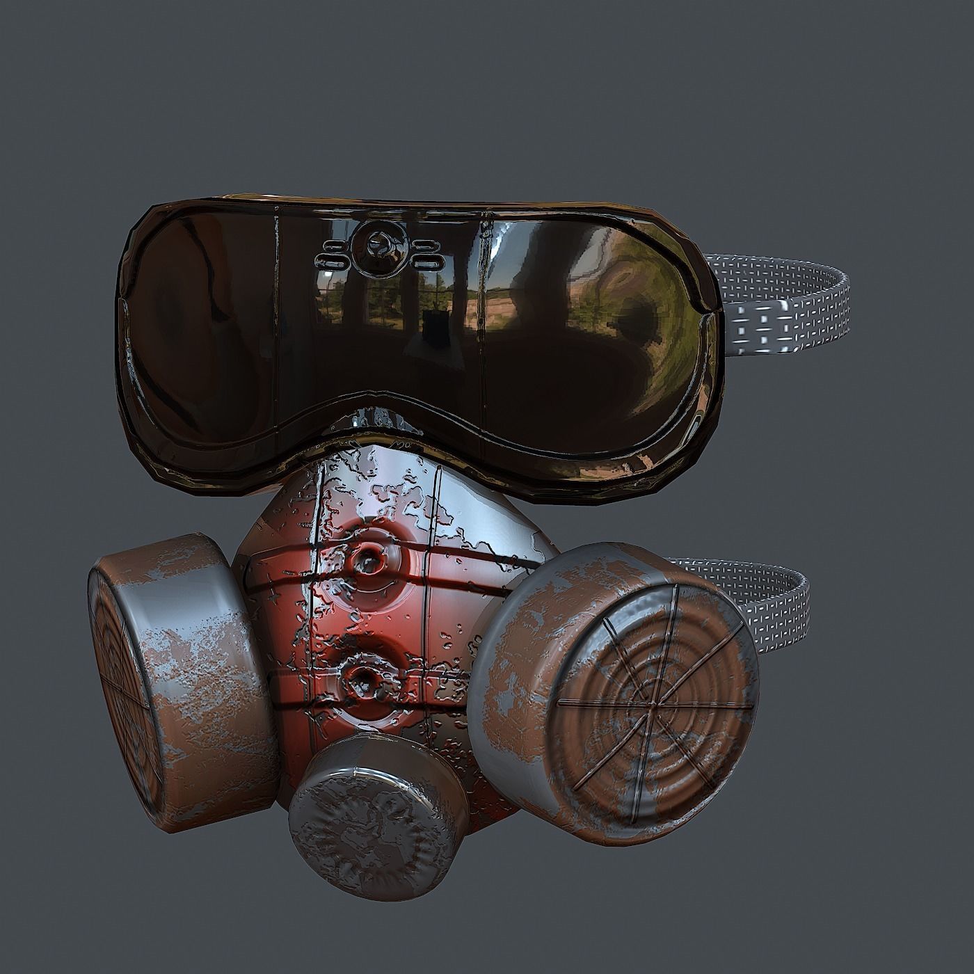 Gas mask helmet 3d model scifi Low-poly Low-poly 3D model Low-poly 3D model_3