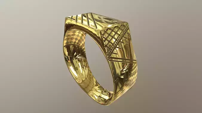 Golden Ring Stripes - Anel Dourado Listrado Low-poly 3D model