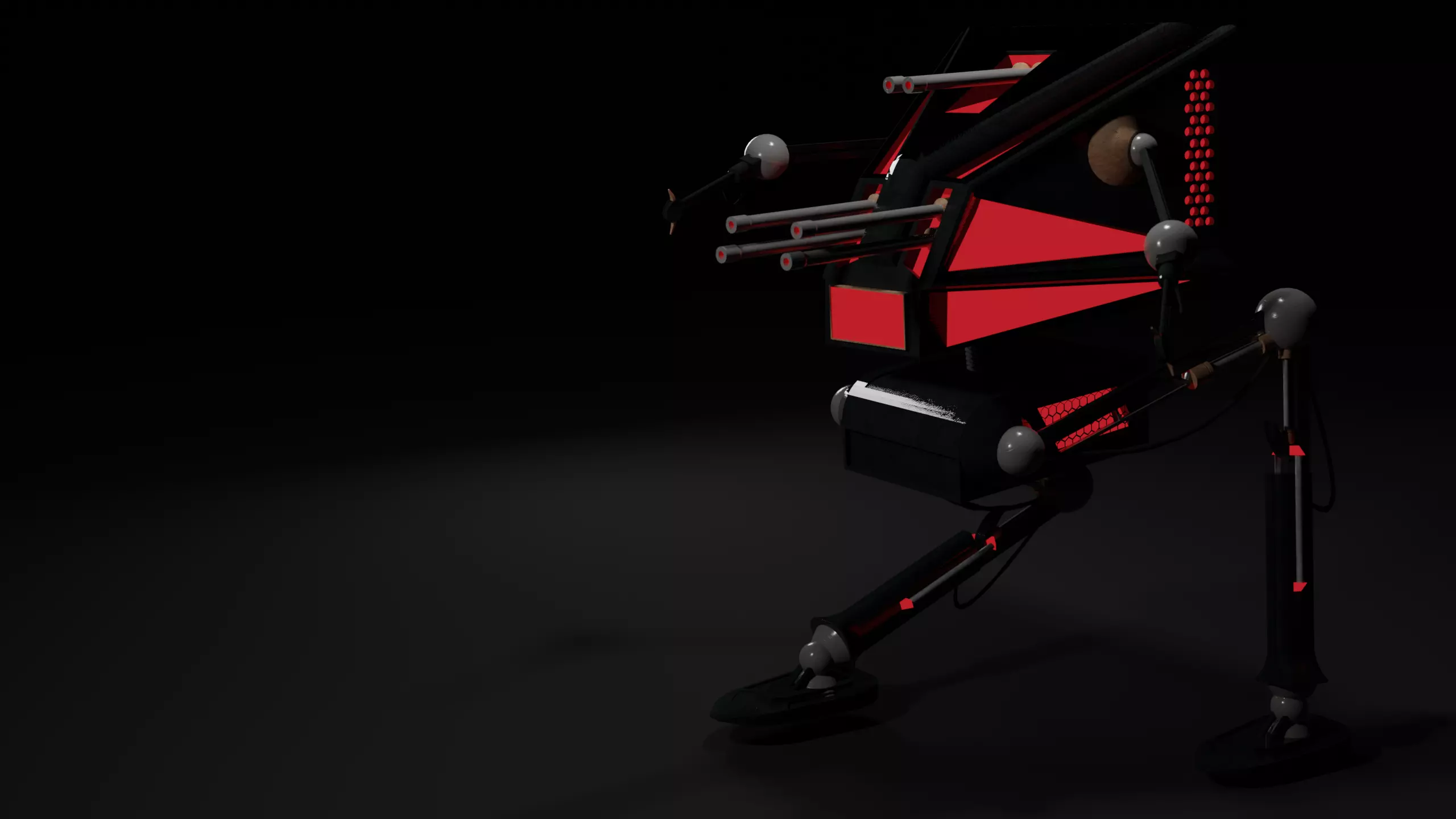 Low Poly Mech robot with lights 3D model_0