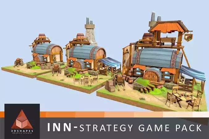 Inn - Strategy Game Pack Low-poly 3D model