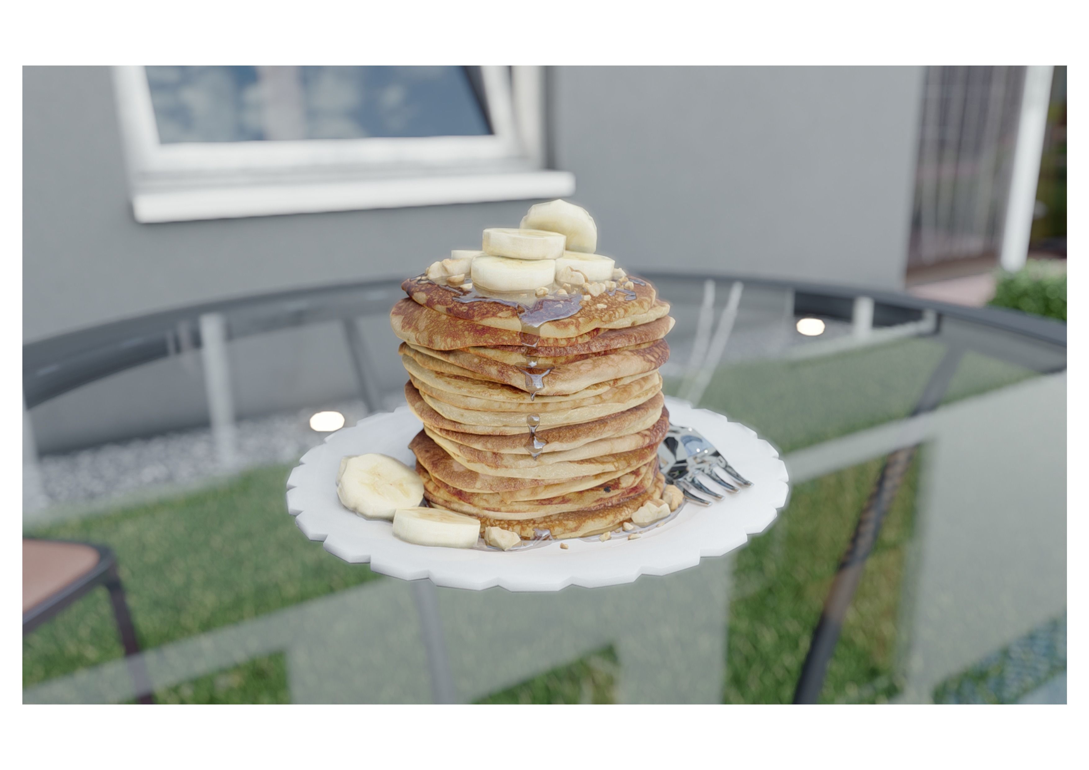 Pancakes with Banana Free 3D model_3