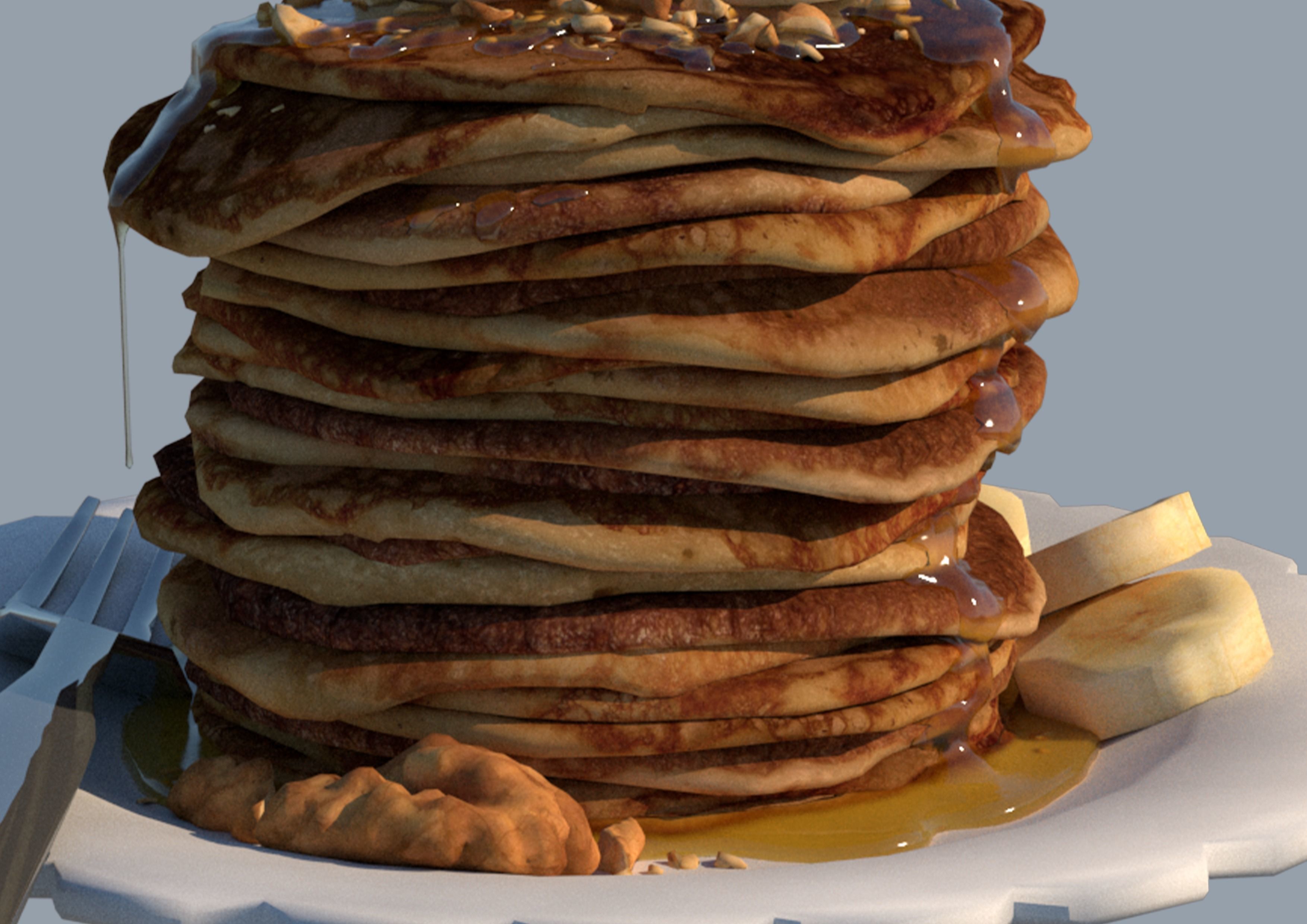 Pancakes with Banana Free 3D model_1