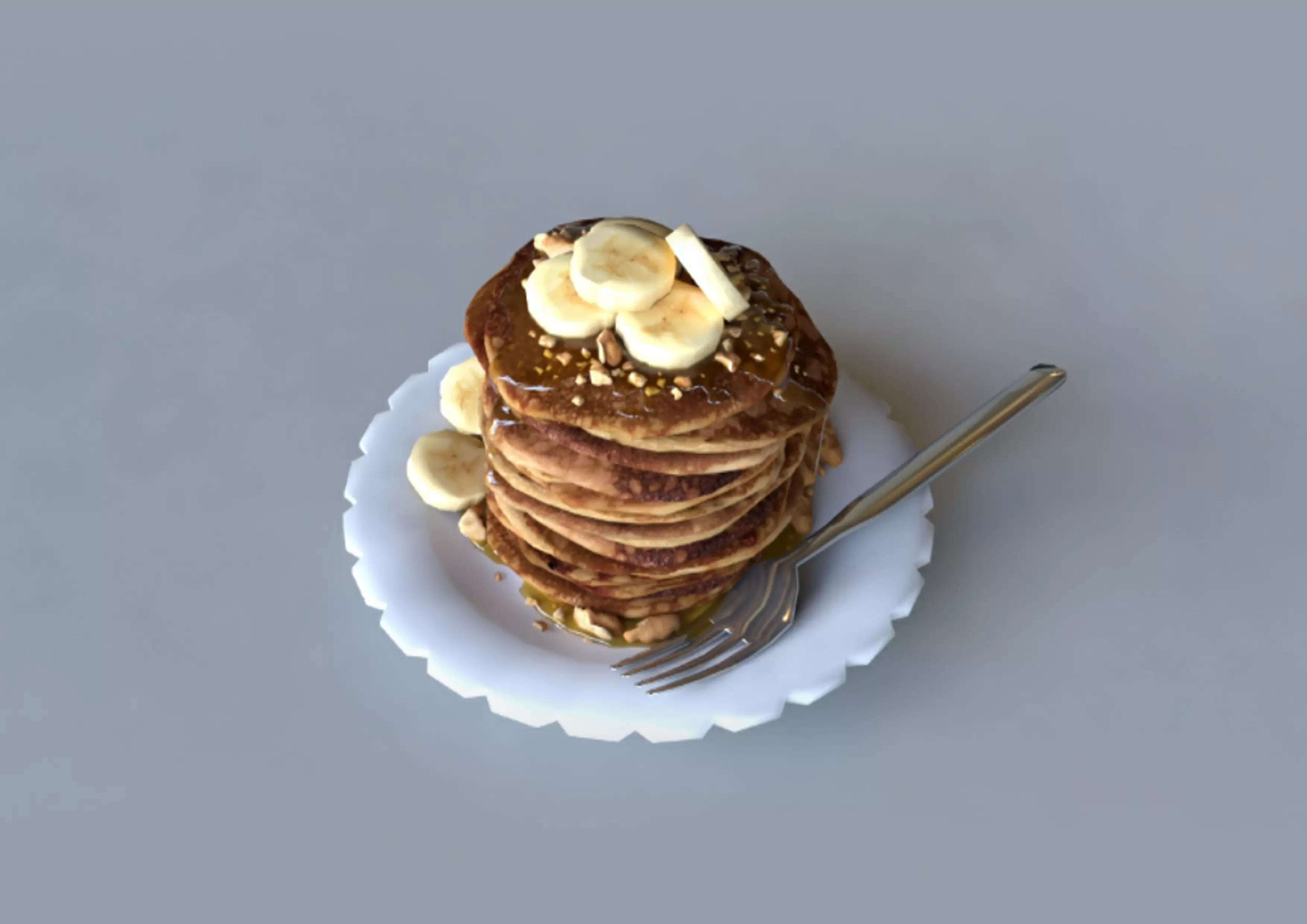 Pancakes with Banana Free 3D model_0