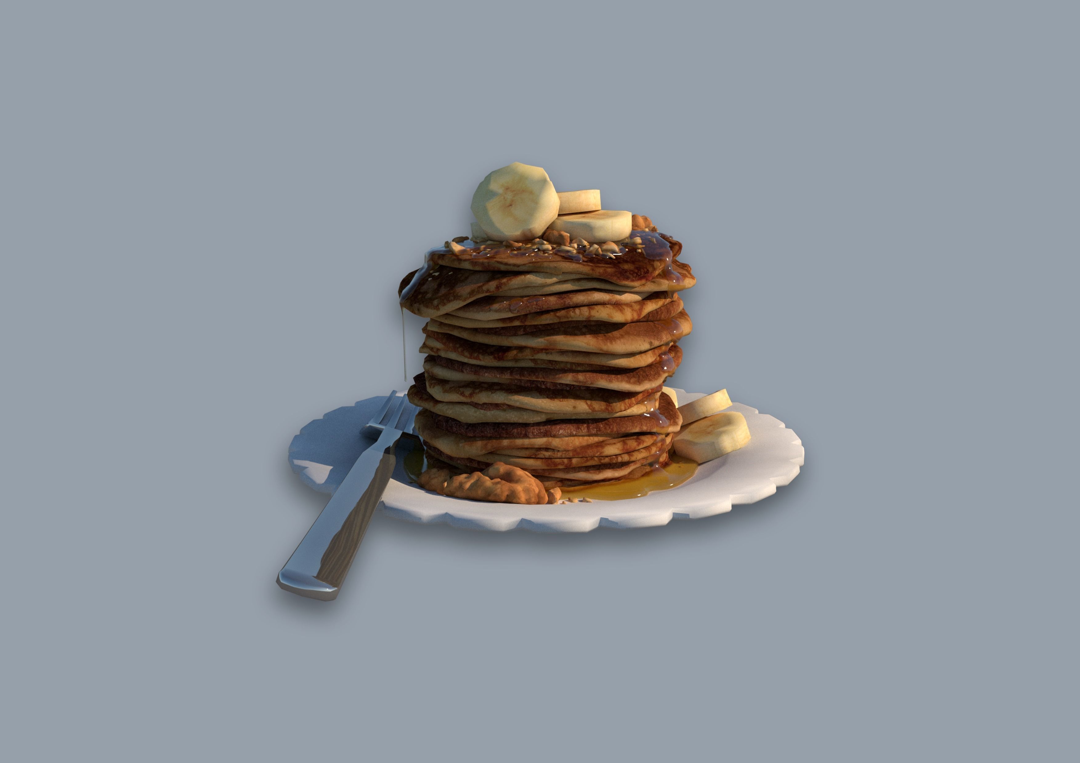 Pancakes with Banana Free 3D model_2