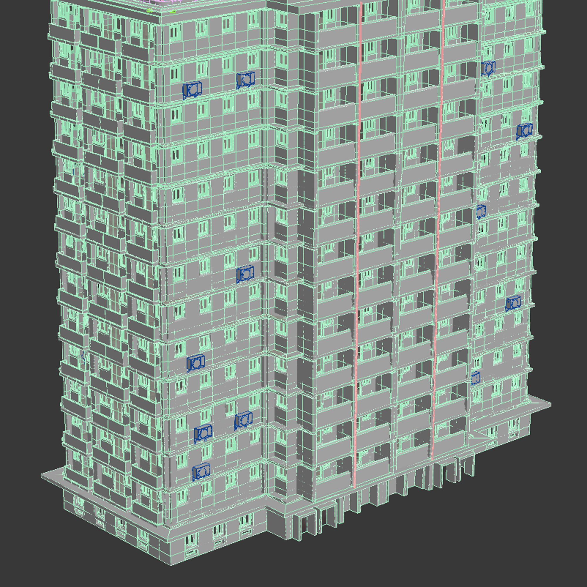 Building Skyscraper City Town Downtown Office Space Work Street Low-poly 3D model_8