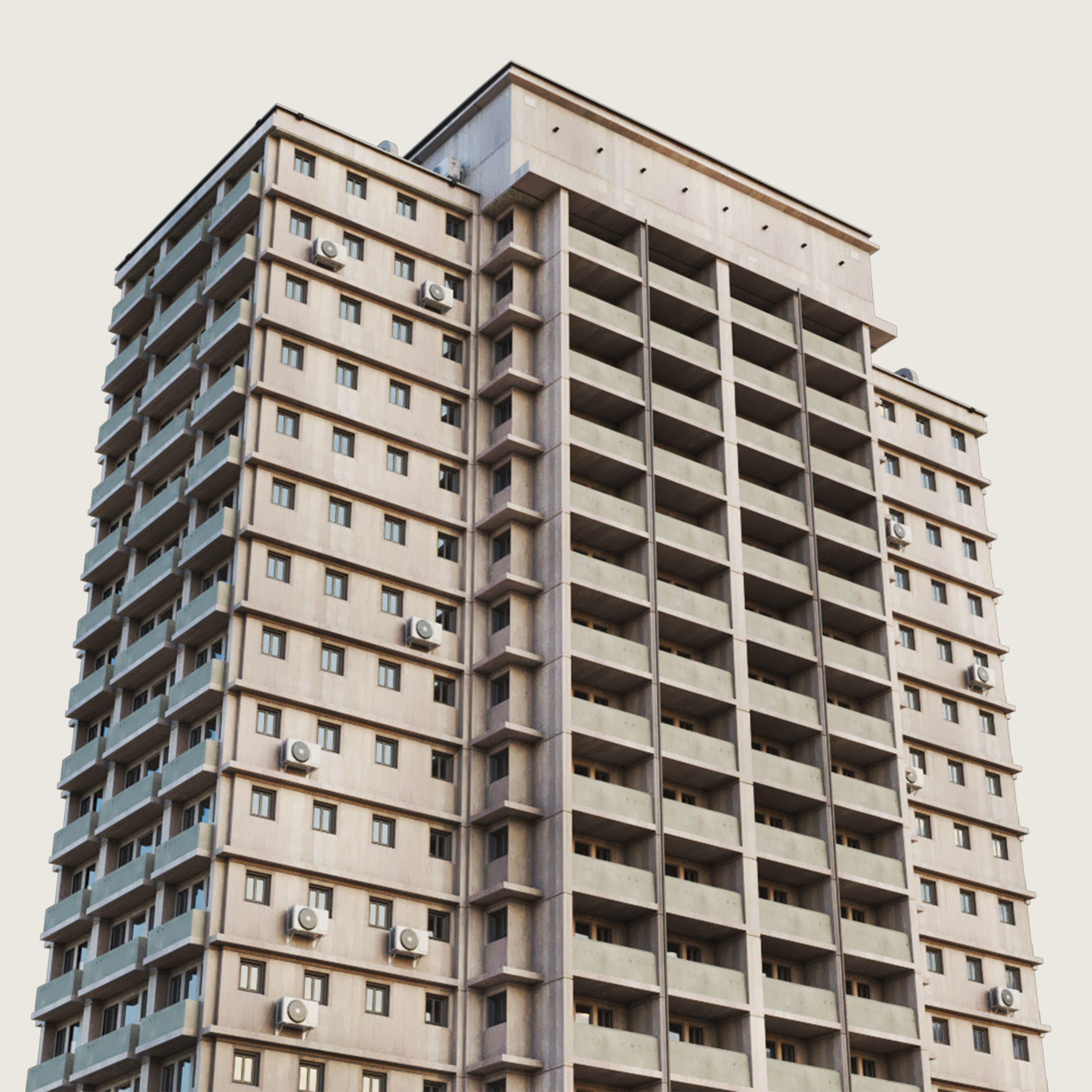 Building Skyscraper City Town Downtown Office Space Work Street Low-poly 3D model_4