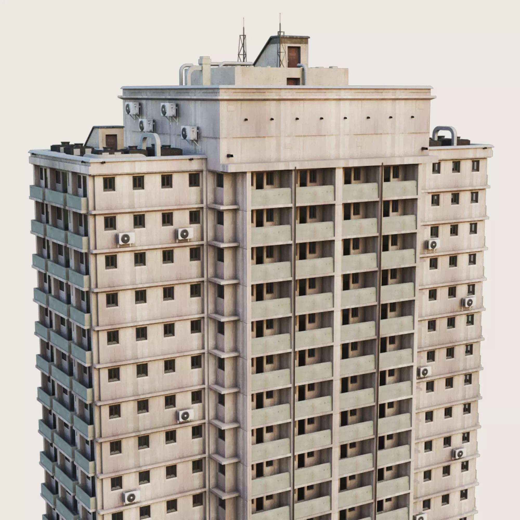 Building Skyscraper City Town Downtown Office Space Work Street Low-poly 3D model_0