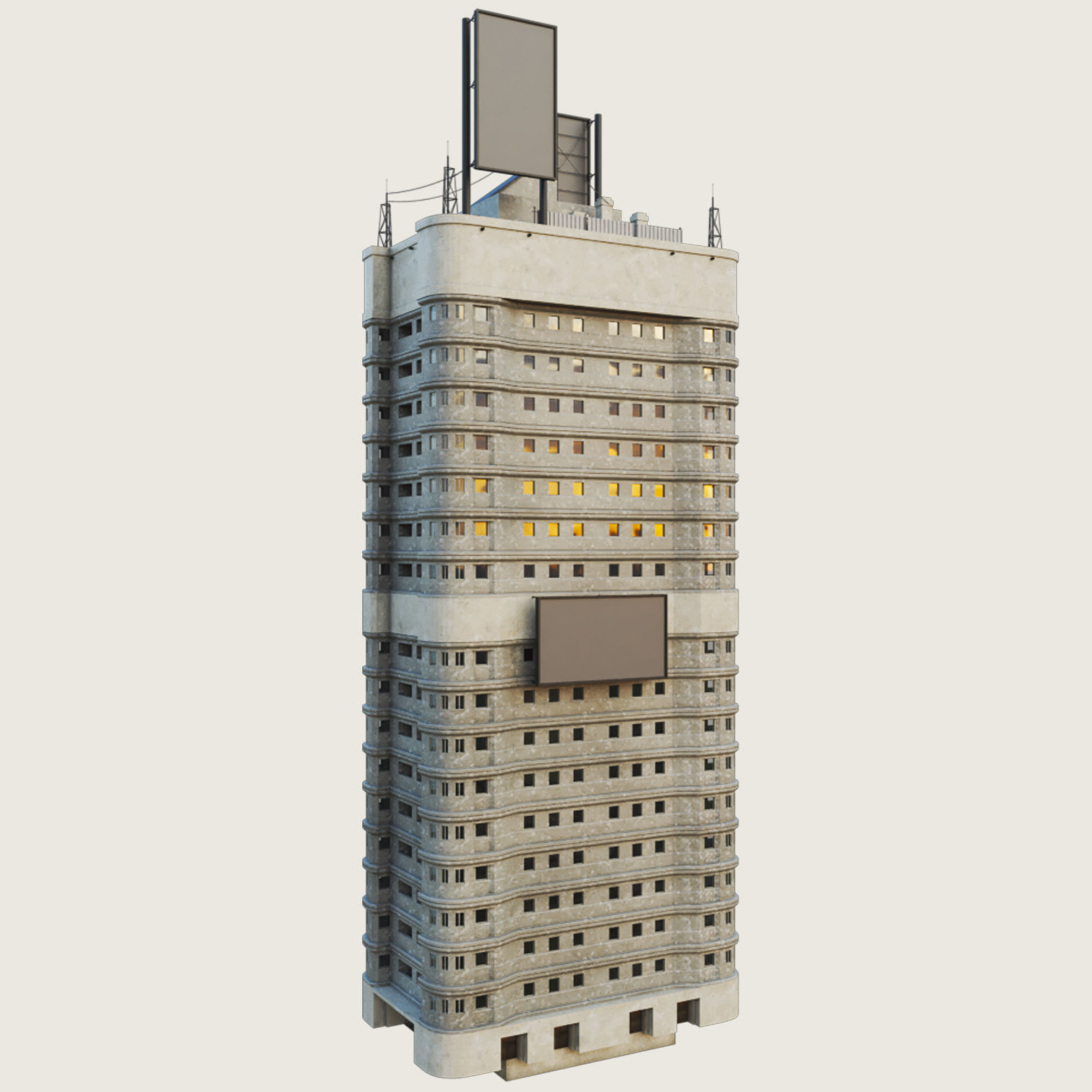 Building Skyscraper City Town Downtown Office Space Work Street Low-poly 3D model_5