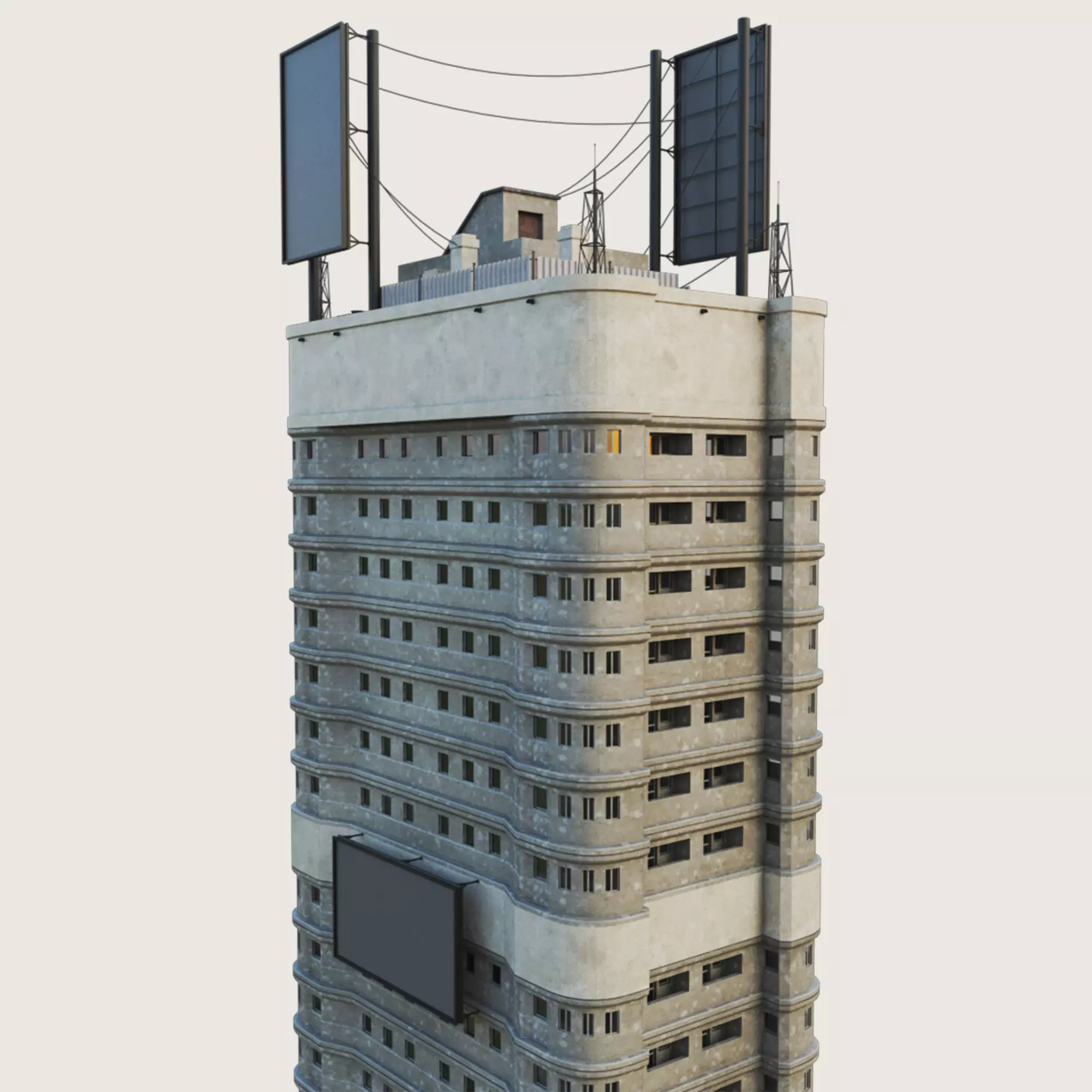 Building Skyscraper City Town Downtown Office Space Work Street Low-poly 3D model_0