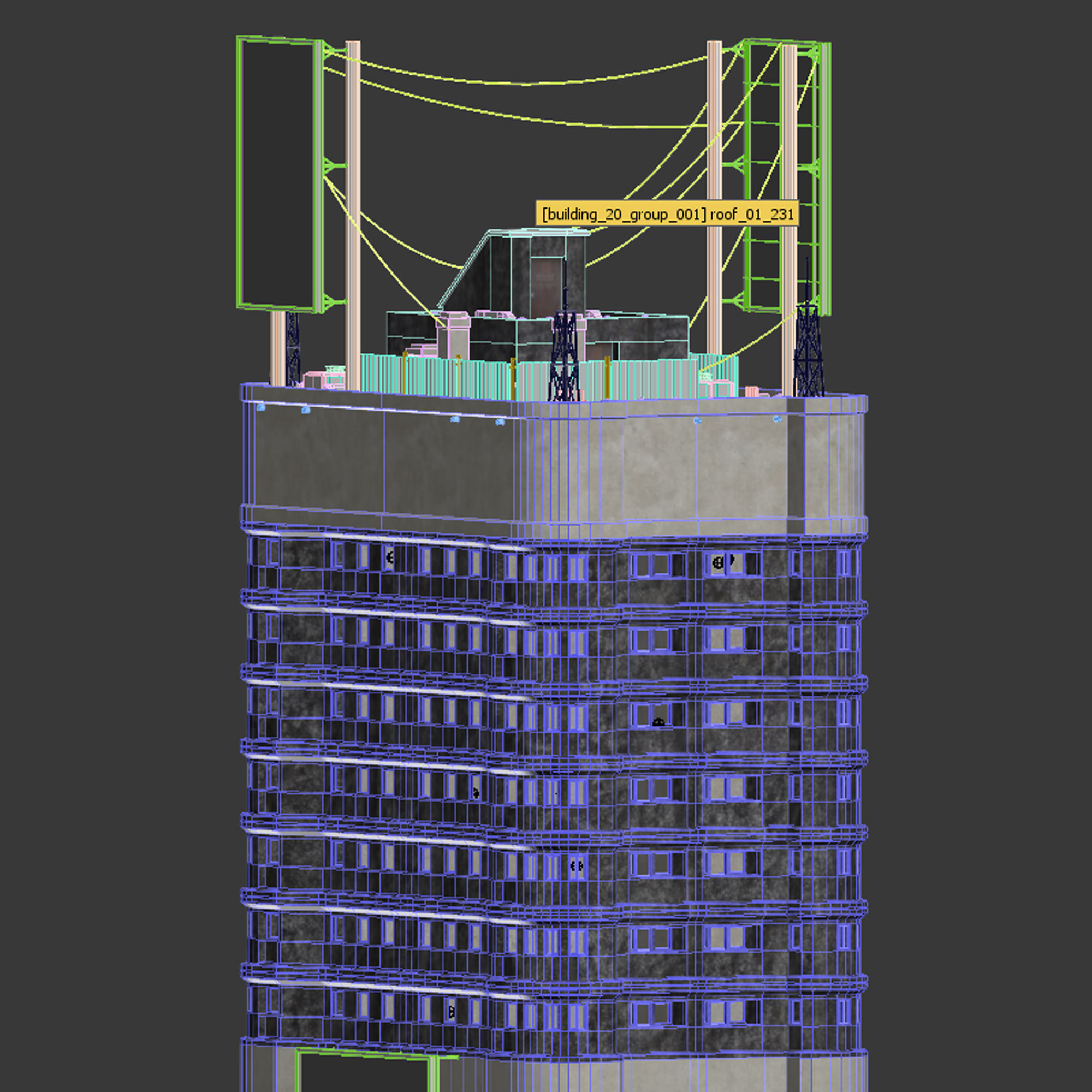Building Skyscraper City Town Downtown Office Space Work Street Low-poly 3D model_7