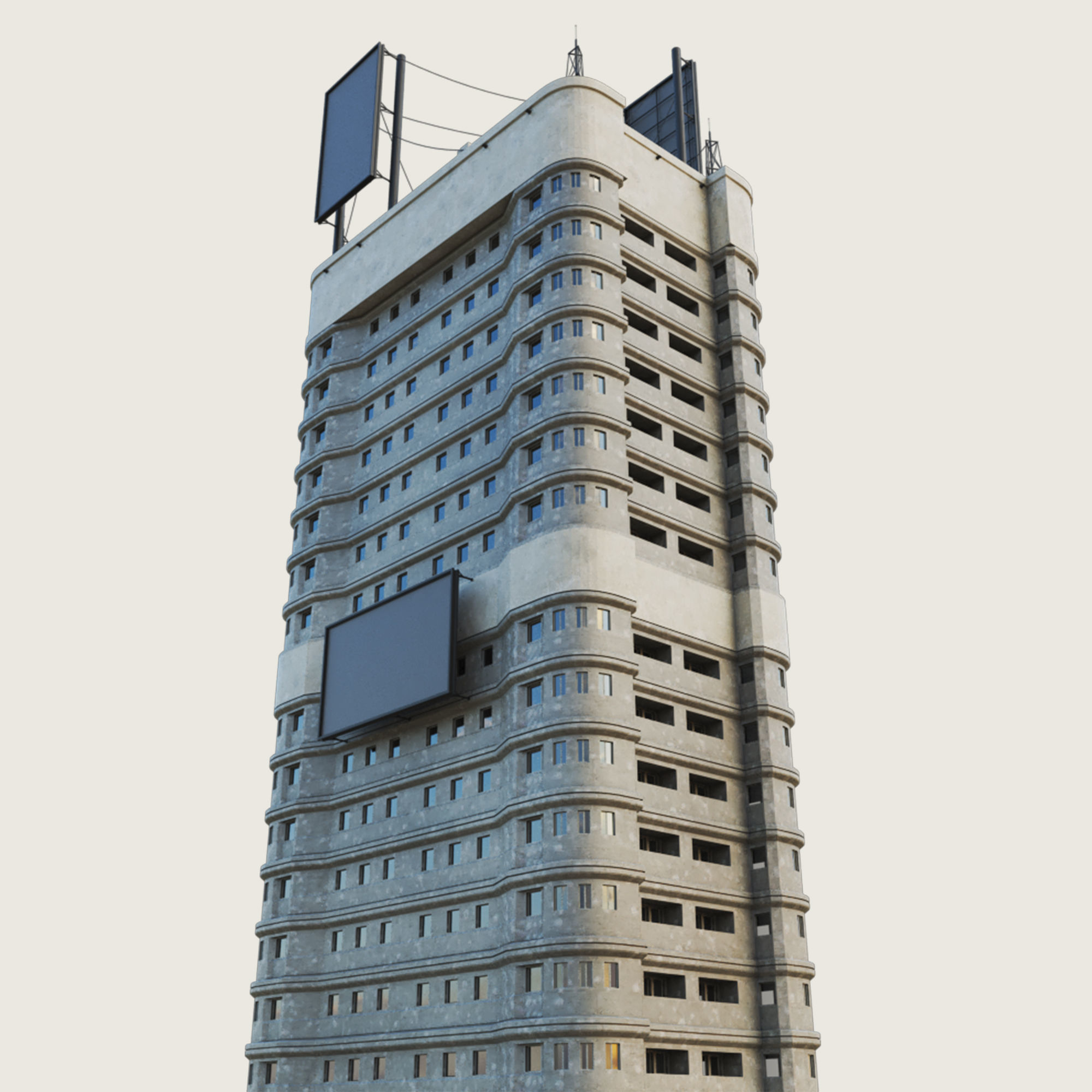 Building Skyscraper City Town Downtown Office Space Work Street Low-poly 3D model_4
