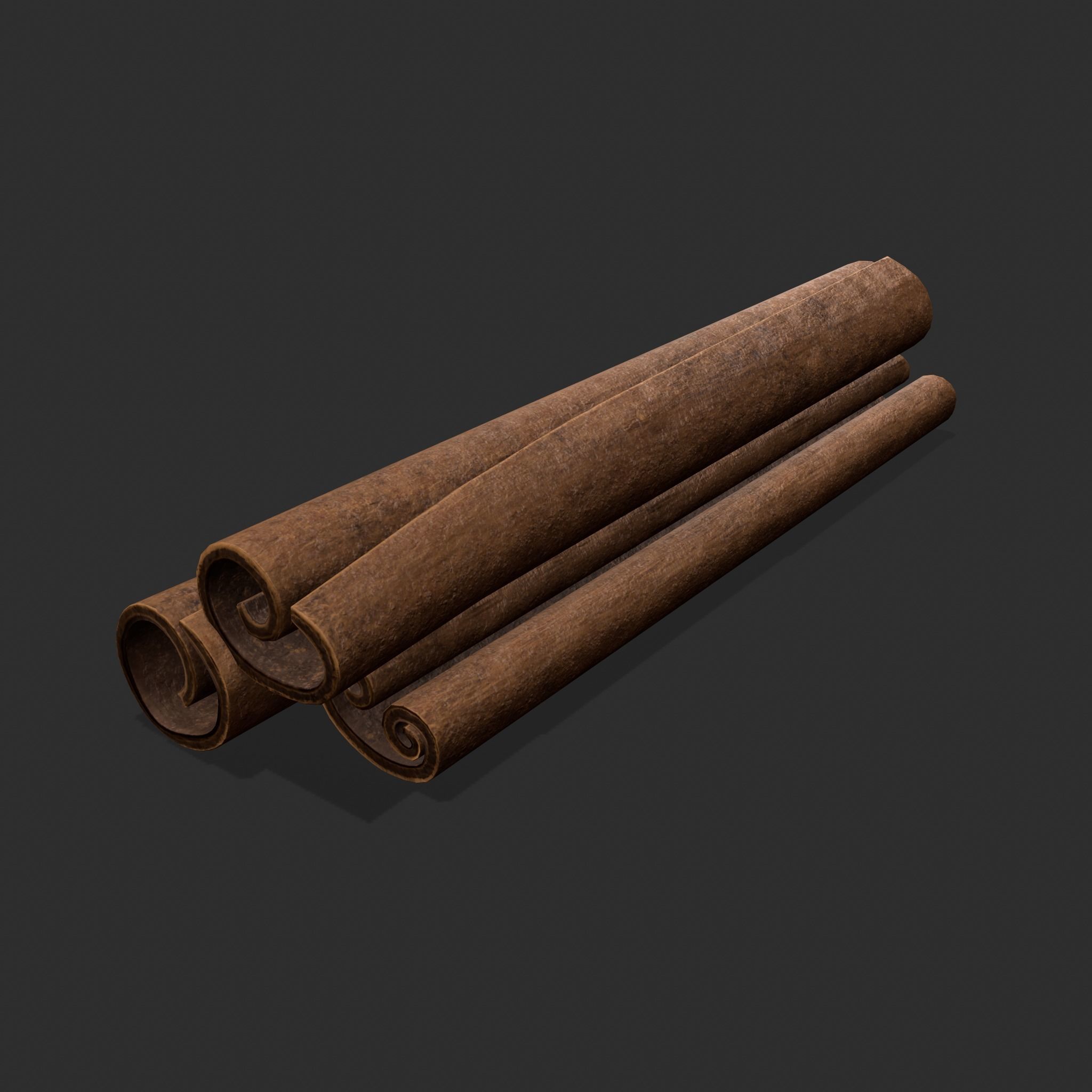 Cinnamon Sticks Low-poly 3D model_7