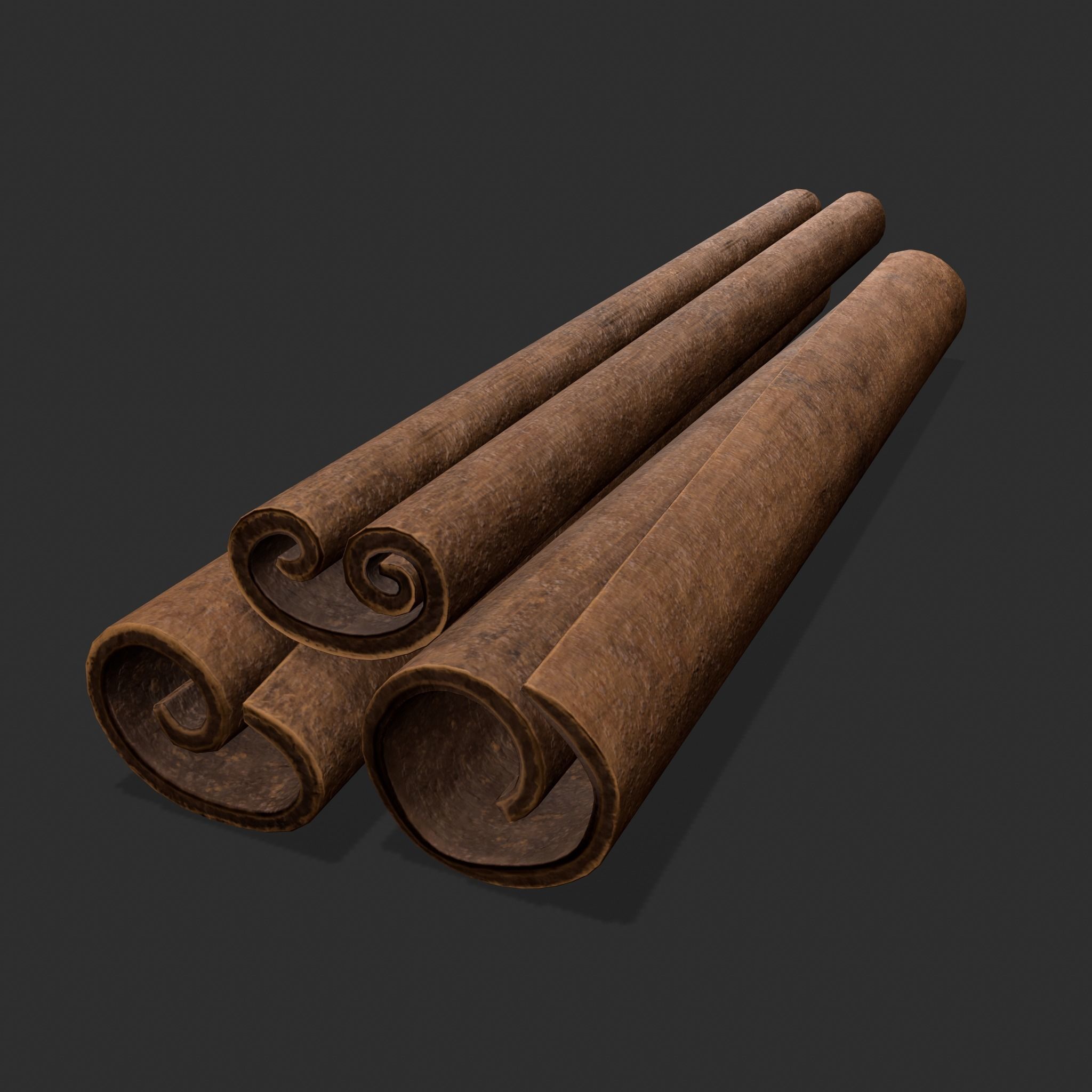 Cinnamon Sticks Low-poly 3D model_9