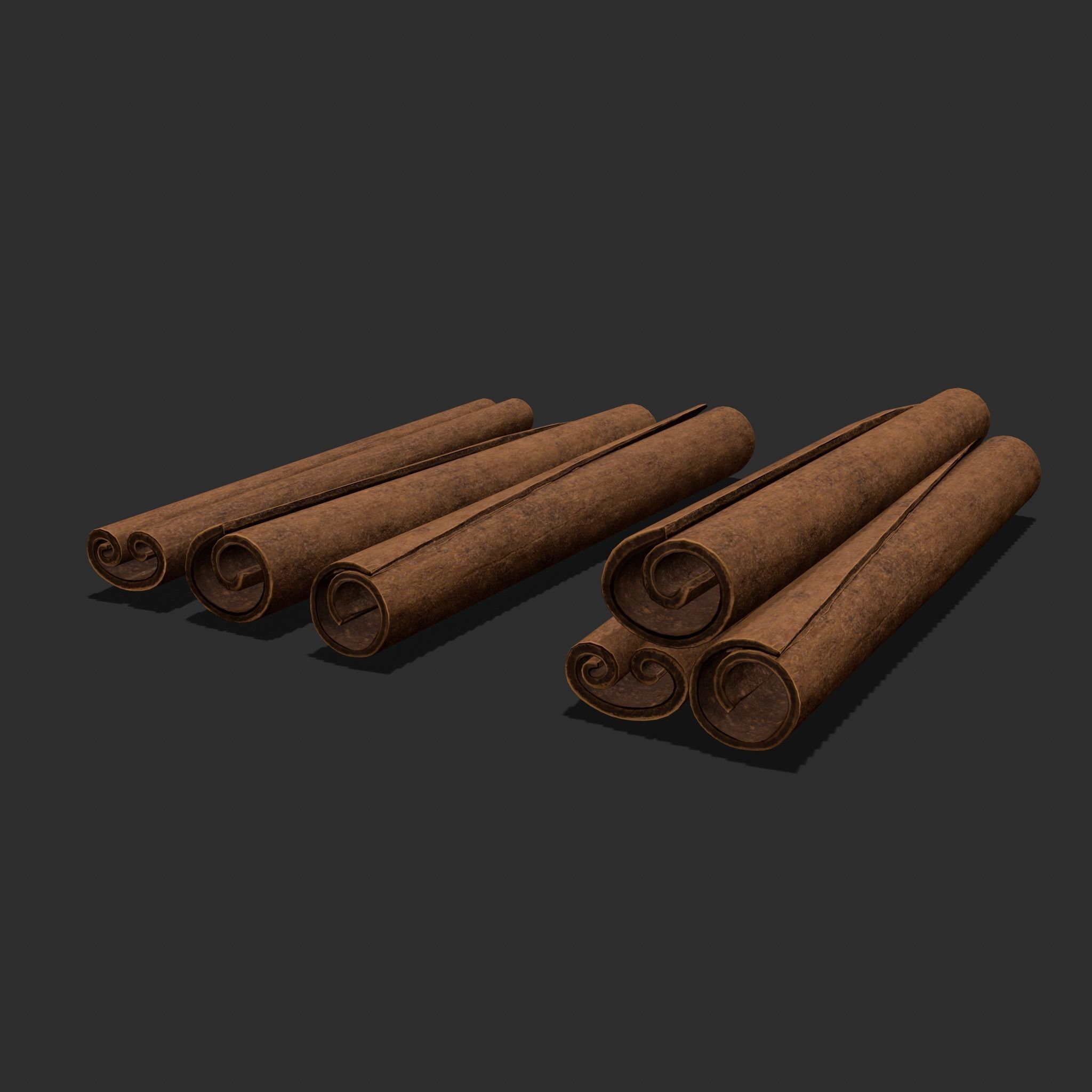 Cinnamon Sticks Low-poly 3D model_19