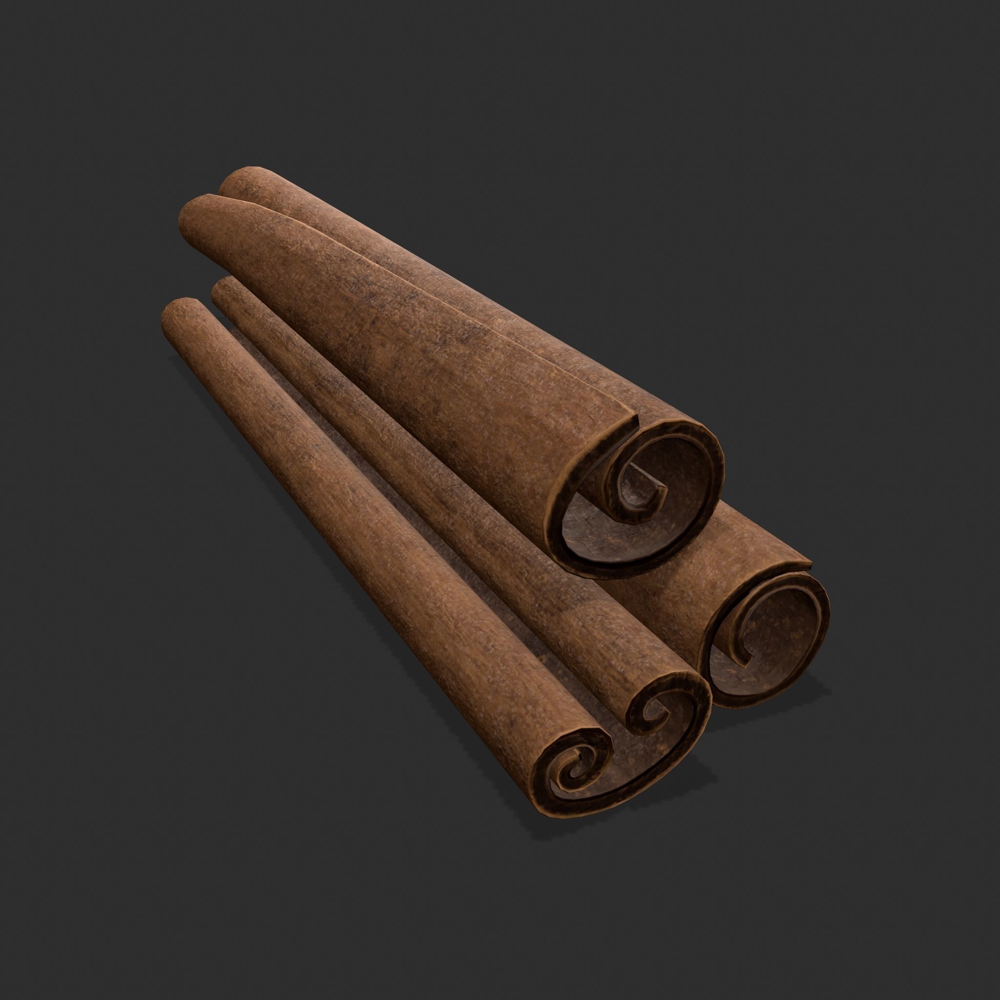 Cinnamon Sticks Low-poly 3D model_6