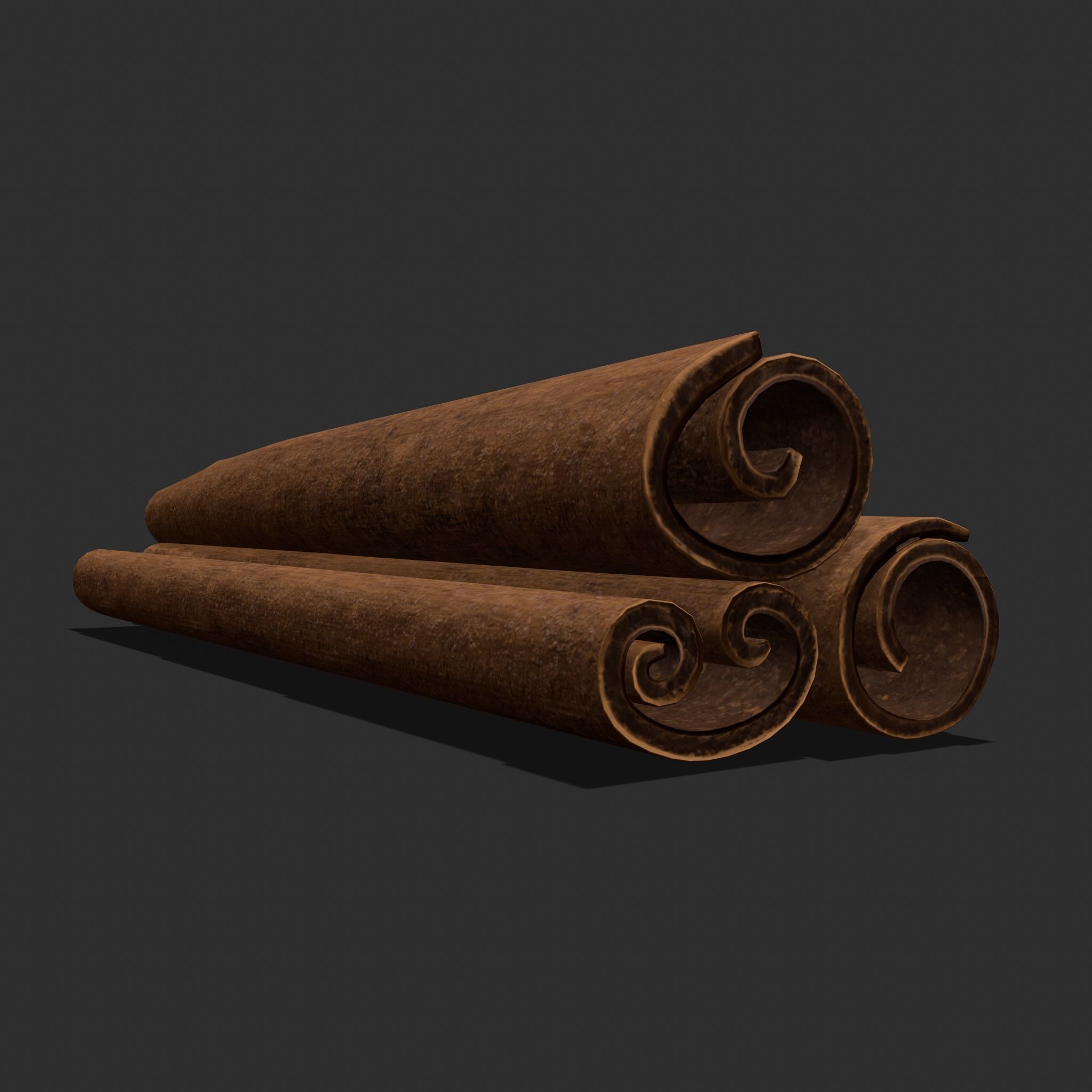 Cinnamon Sticks Low-poly 3D model_5