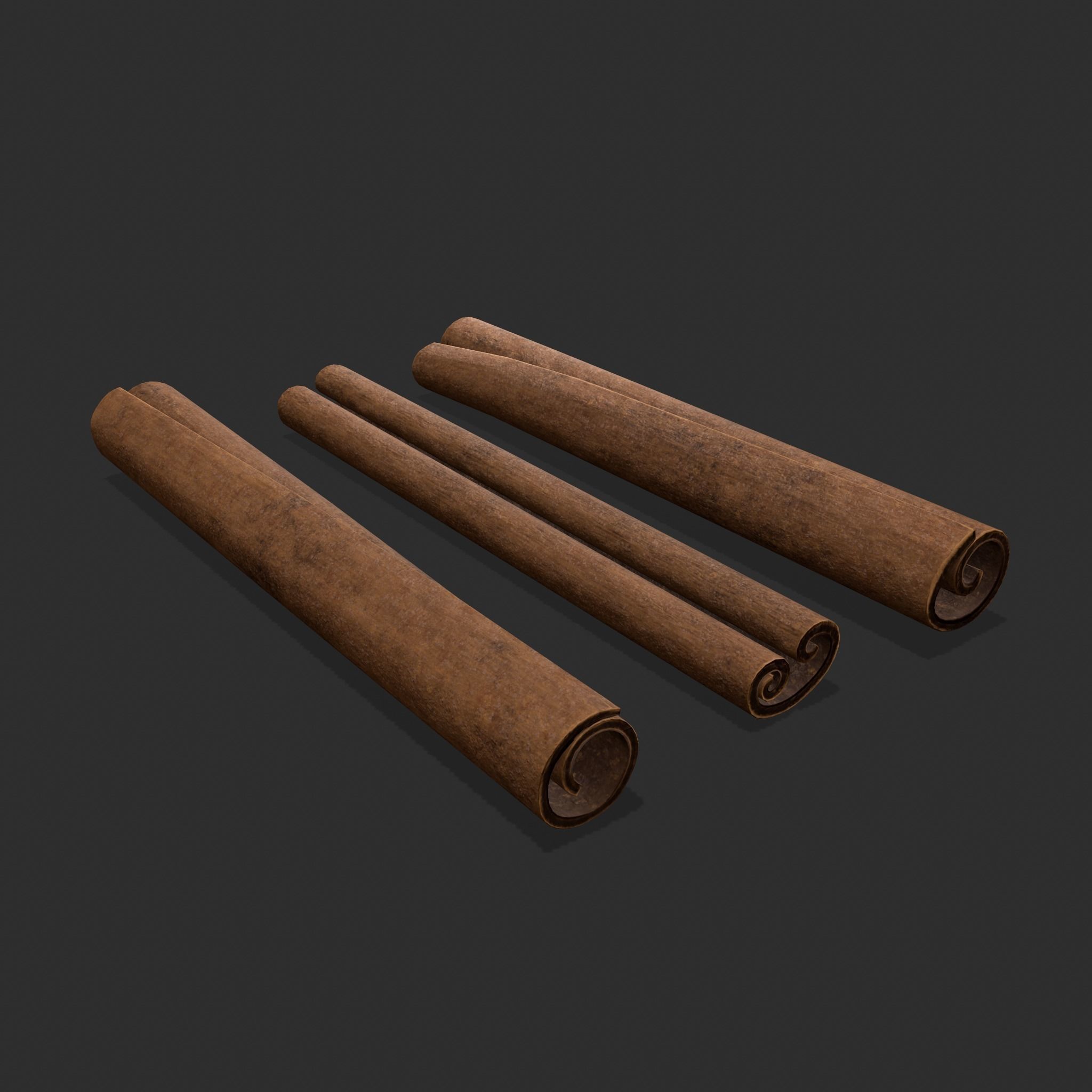 Cinnamon Sticks Low-poly 3D model_4
