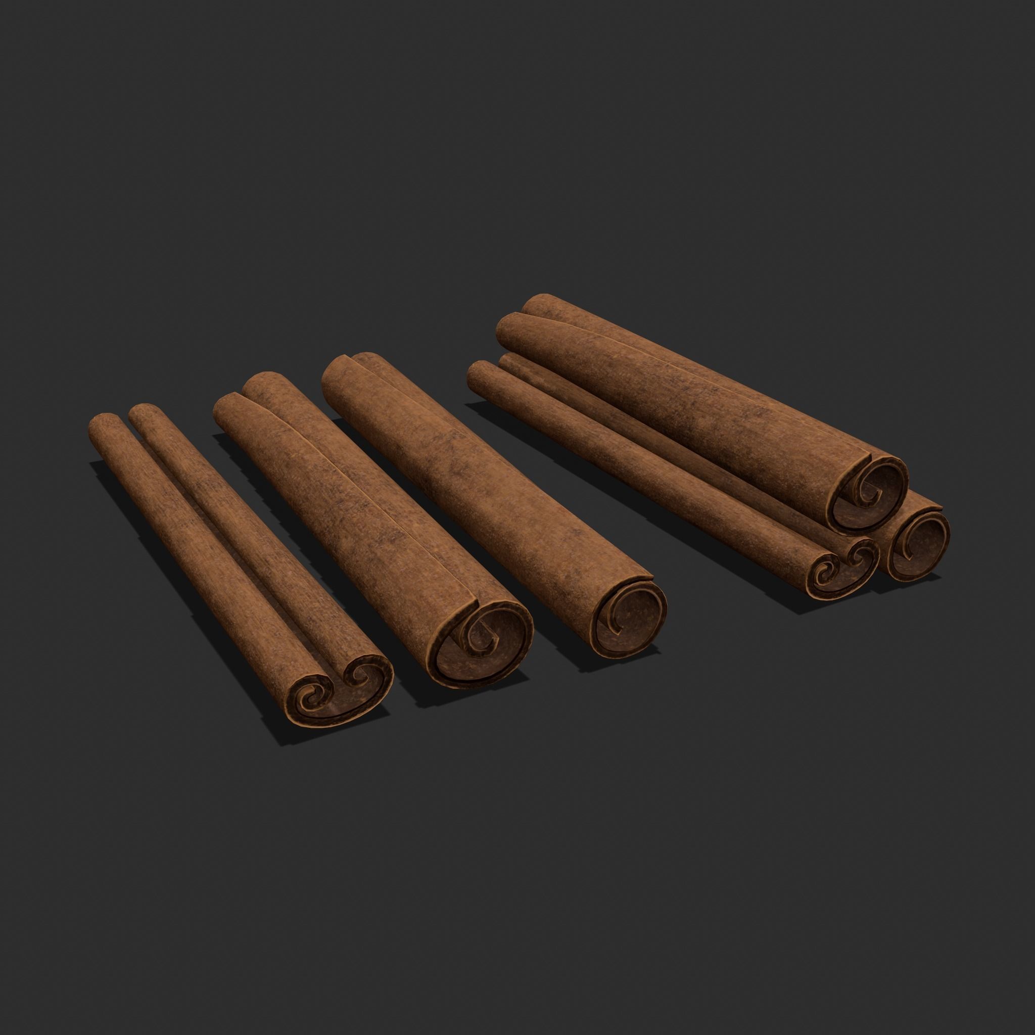 Cinnamon Sticks Low-poly 3D model_16
