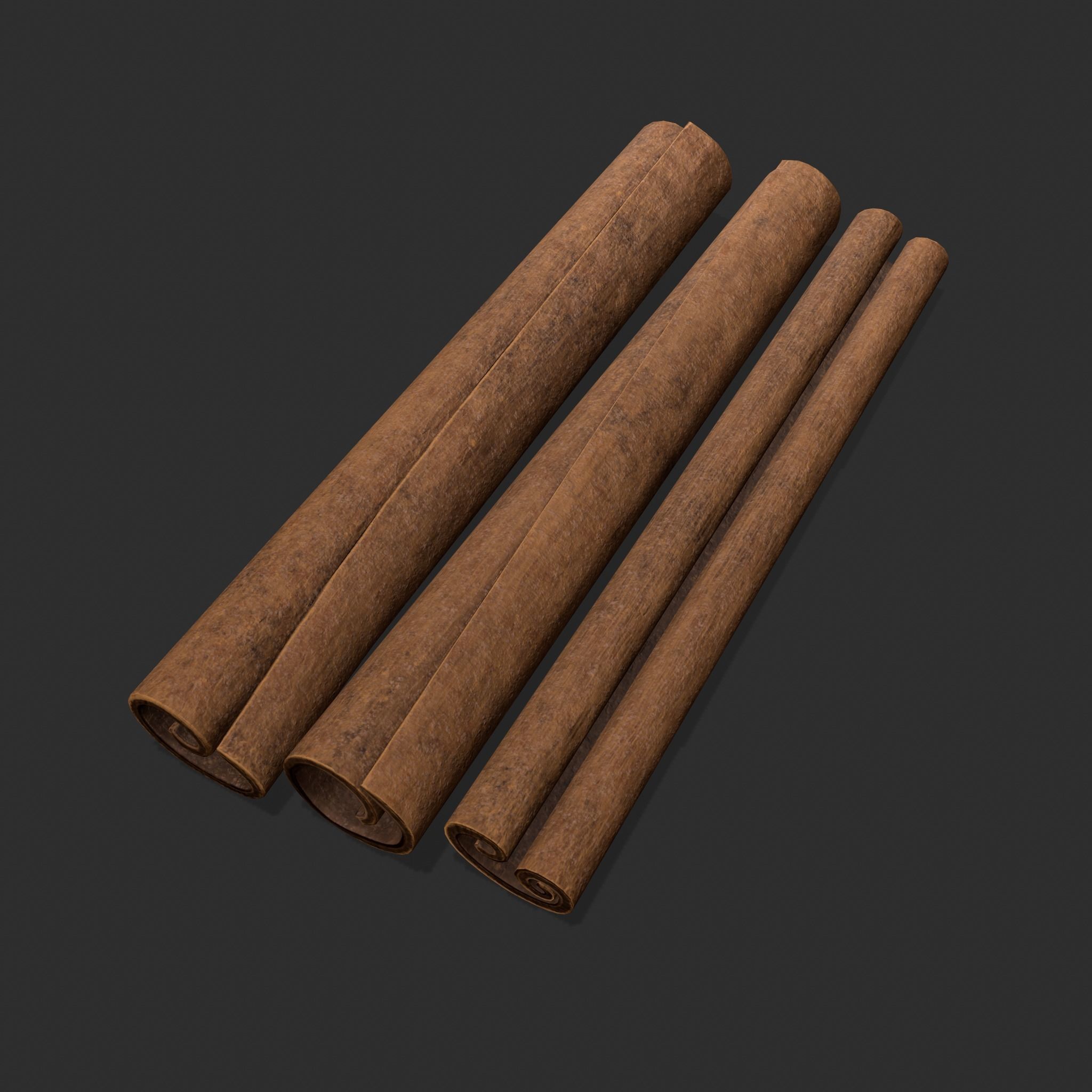 Cinnamon Sticks Low-poly 3D model_8