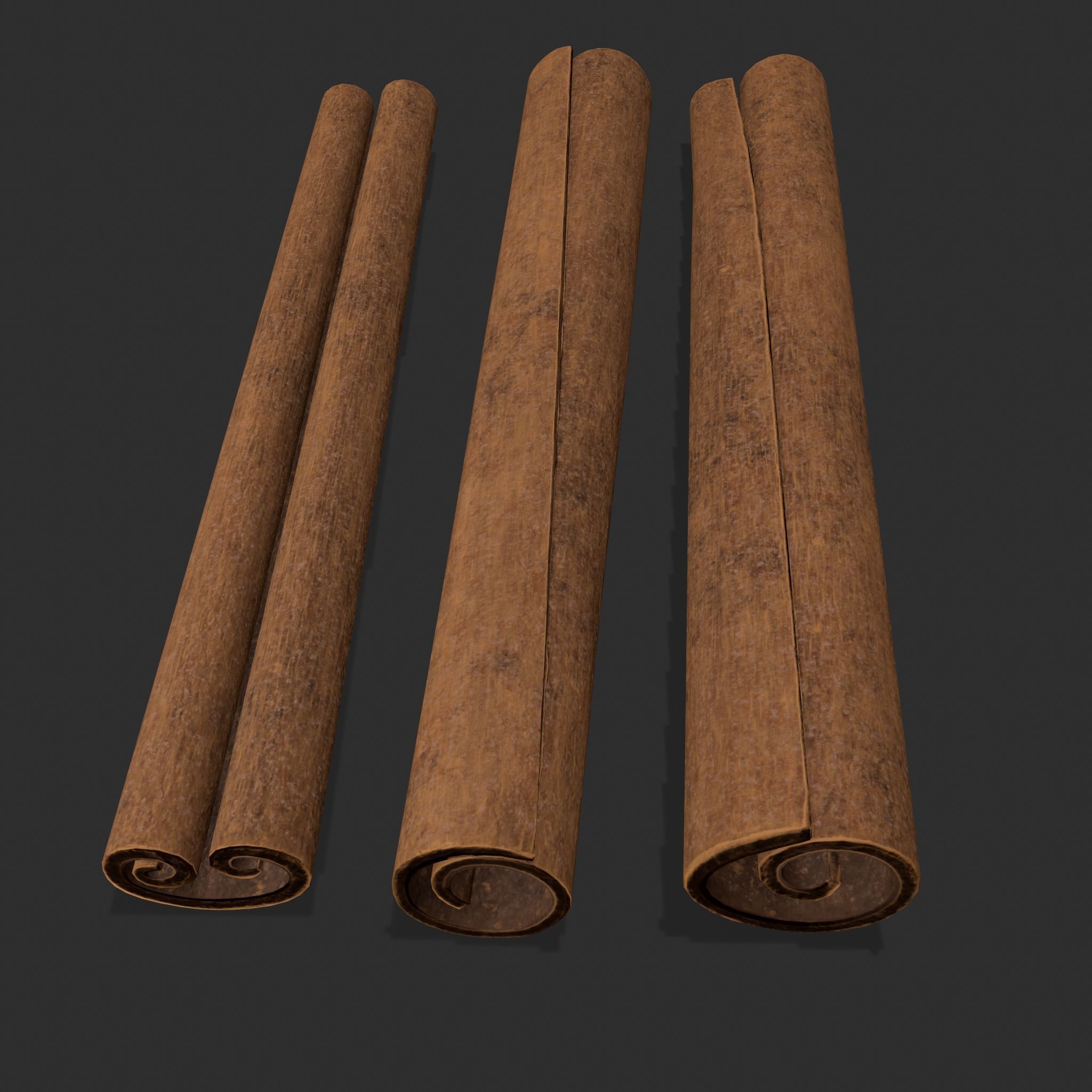 Cinnamon Sticks Low-poly 3D model_10