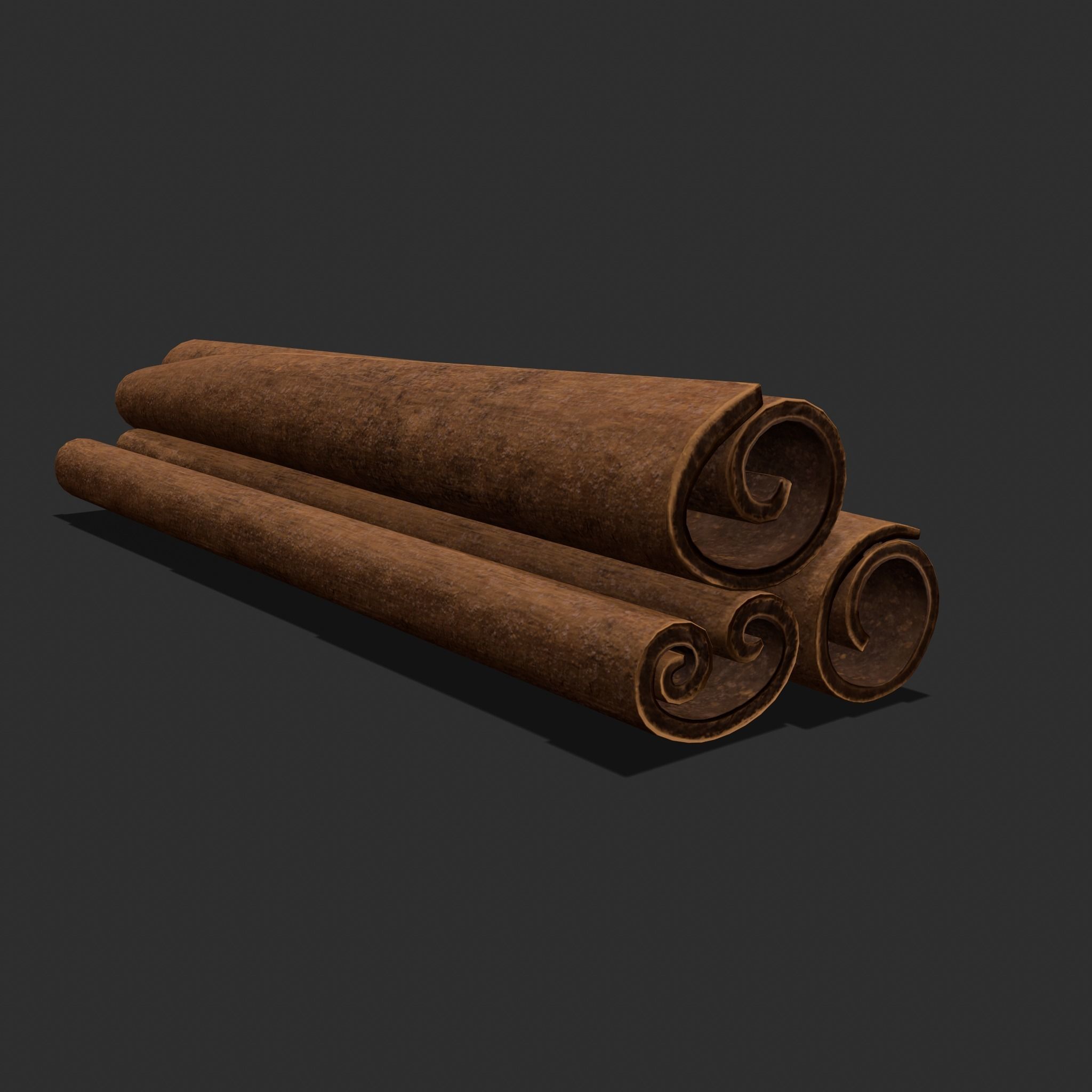 Cinnamon Sticks Low-poly 3D model_2
