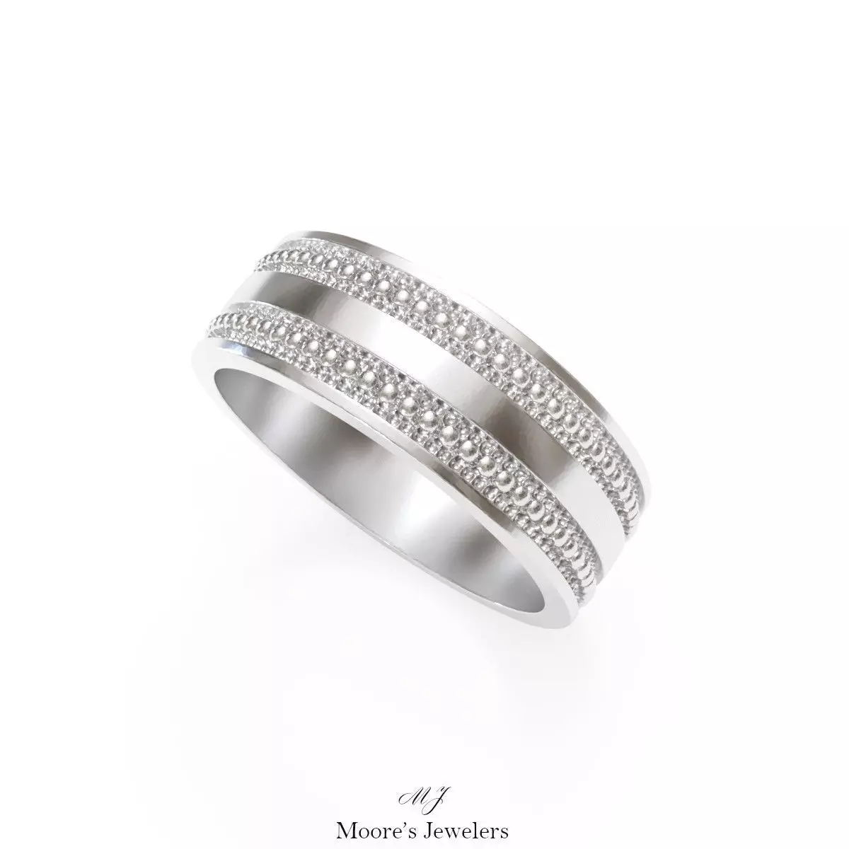 Mans Beaded Wedding Band 3d Model Stl File 3D print model_0
