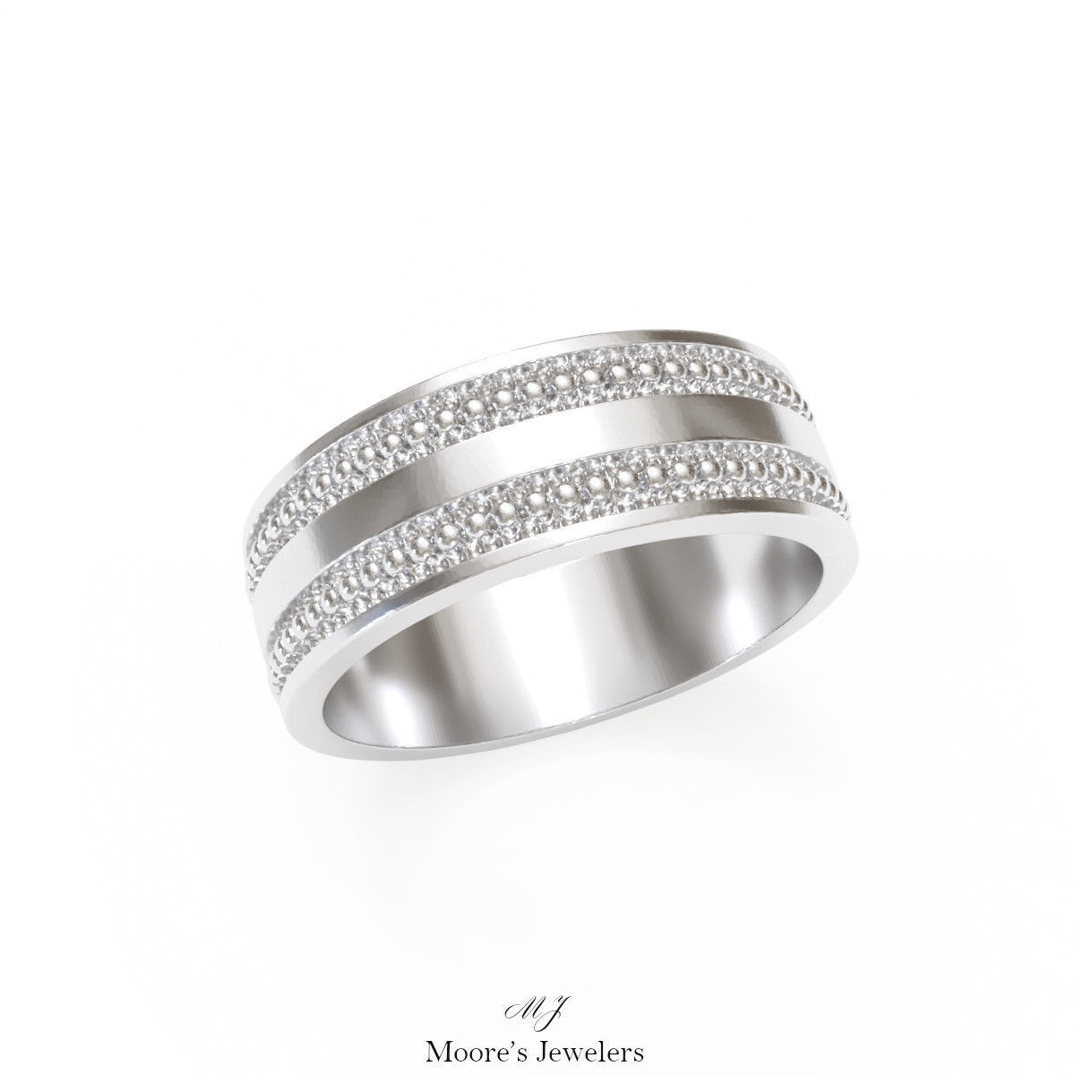 Mans Beaded Wedding Band 3d Model Stl File 3D print model_2