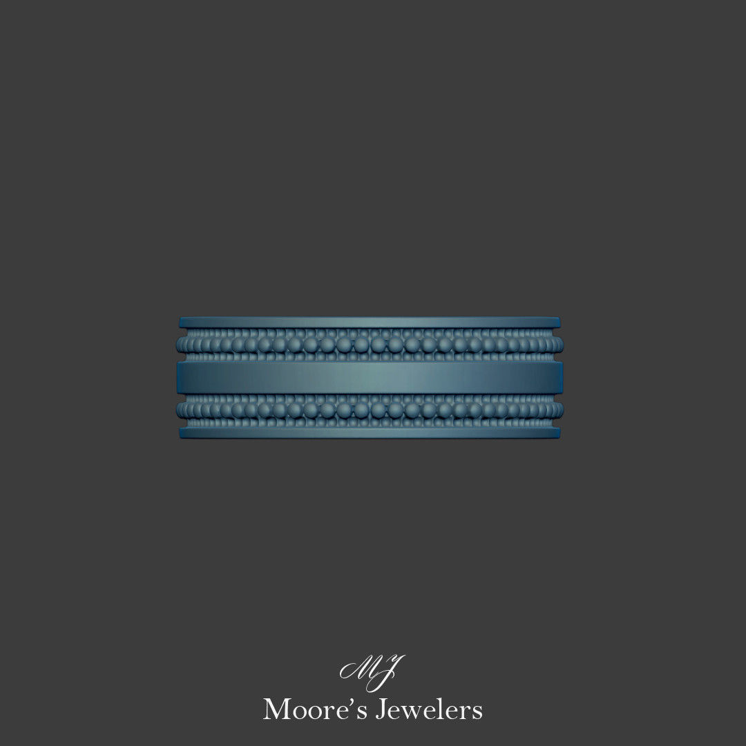 Mans Beaded Wedding Band 3d Model Stl File 3D print model_4