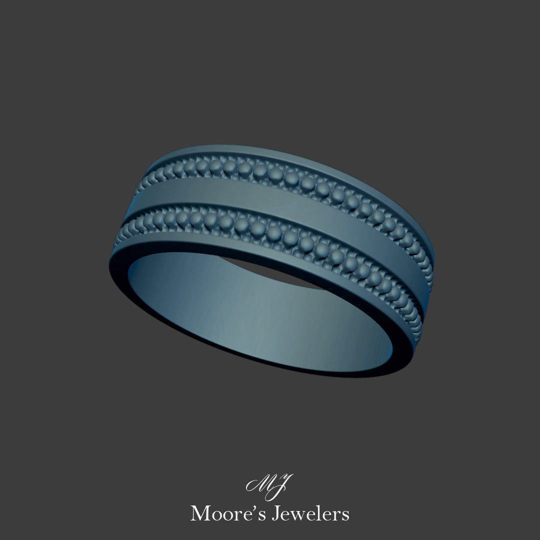 Mans Beaded Wedding Band 3d Model Stl File 3D print model_3