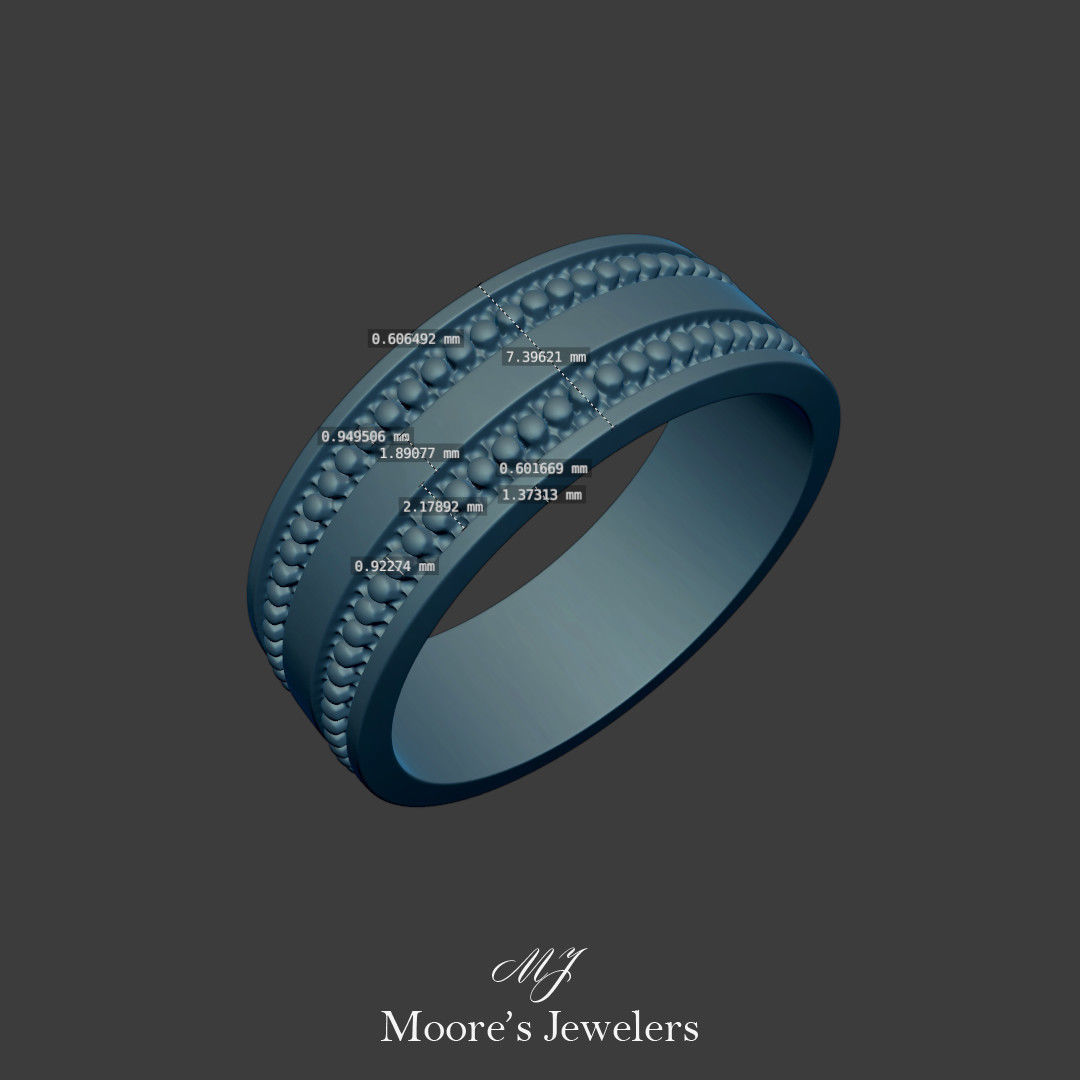 Mans Beaded Wedding Band 3d Model Stl File 3D print model_8