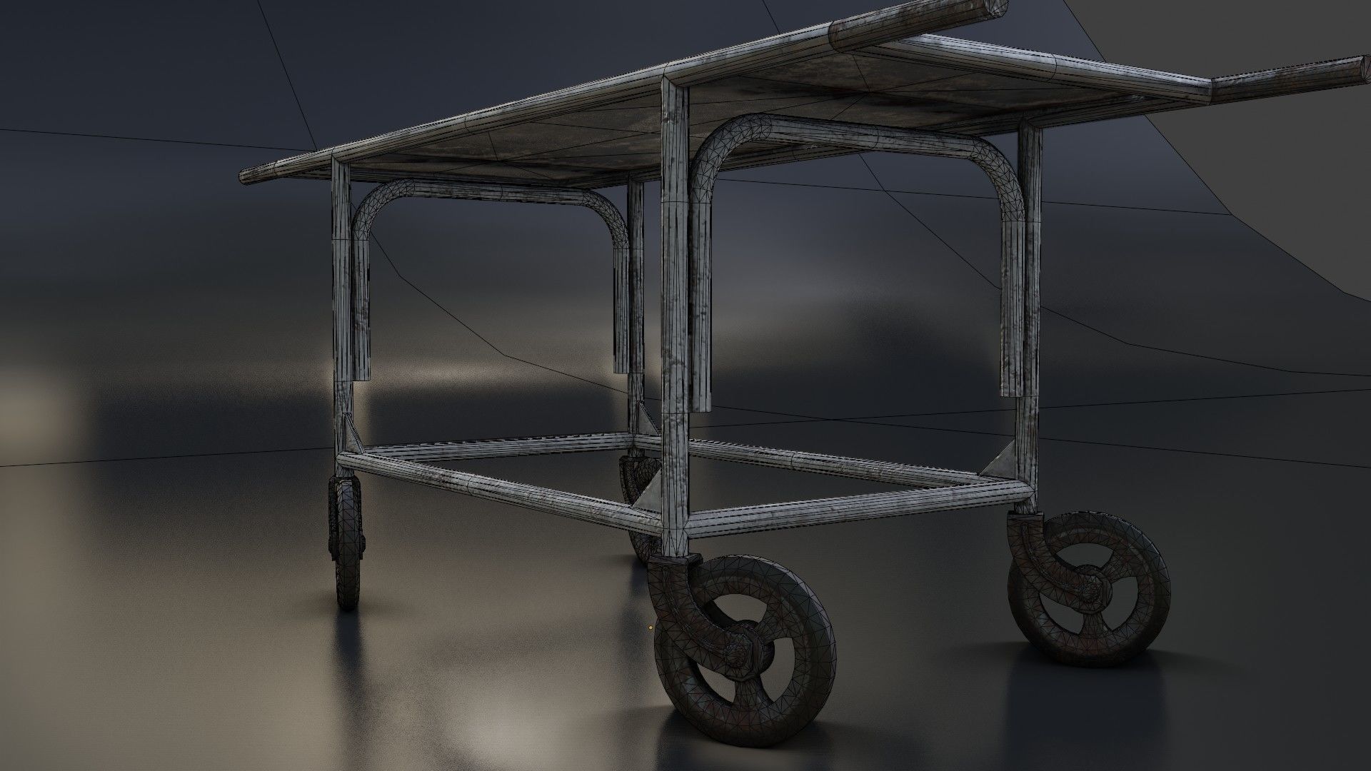 Old Dirty Body Trolley Low-poly 3D model_38