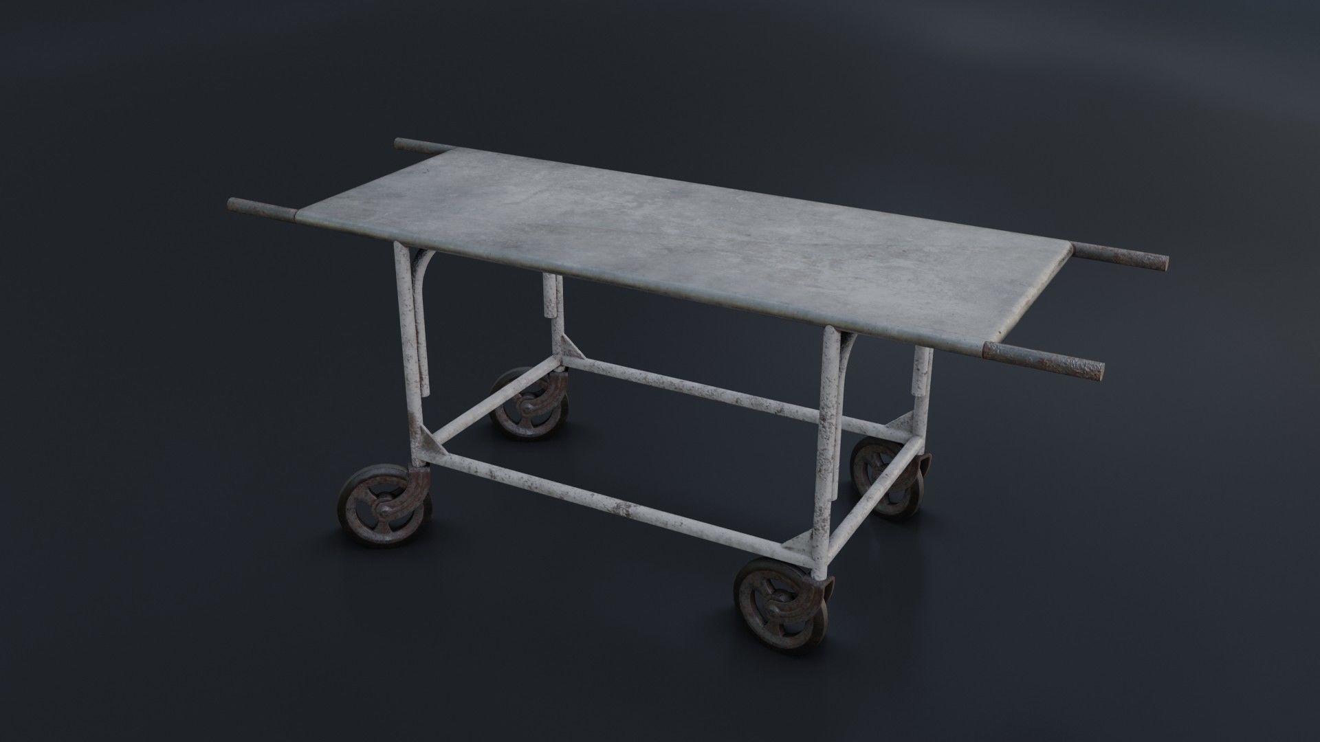 Old Dirty Body Trolley Low-poly 3D model_7
