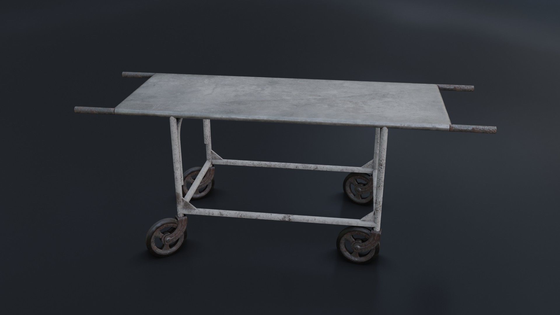 Old Dirty Body Trolley Low-poly 3D model_5