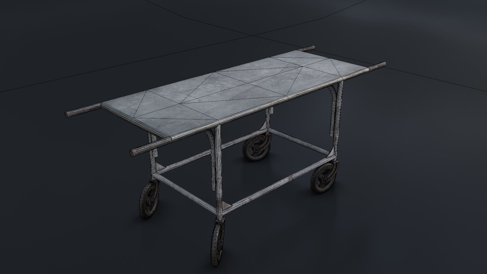 Old Dirty Body Trolley Low-poly 3D model_36