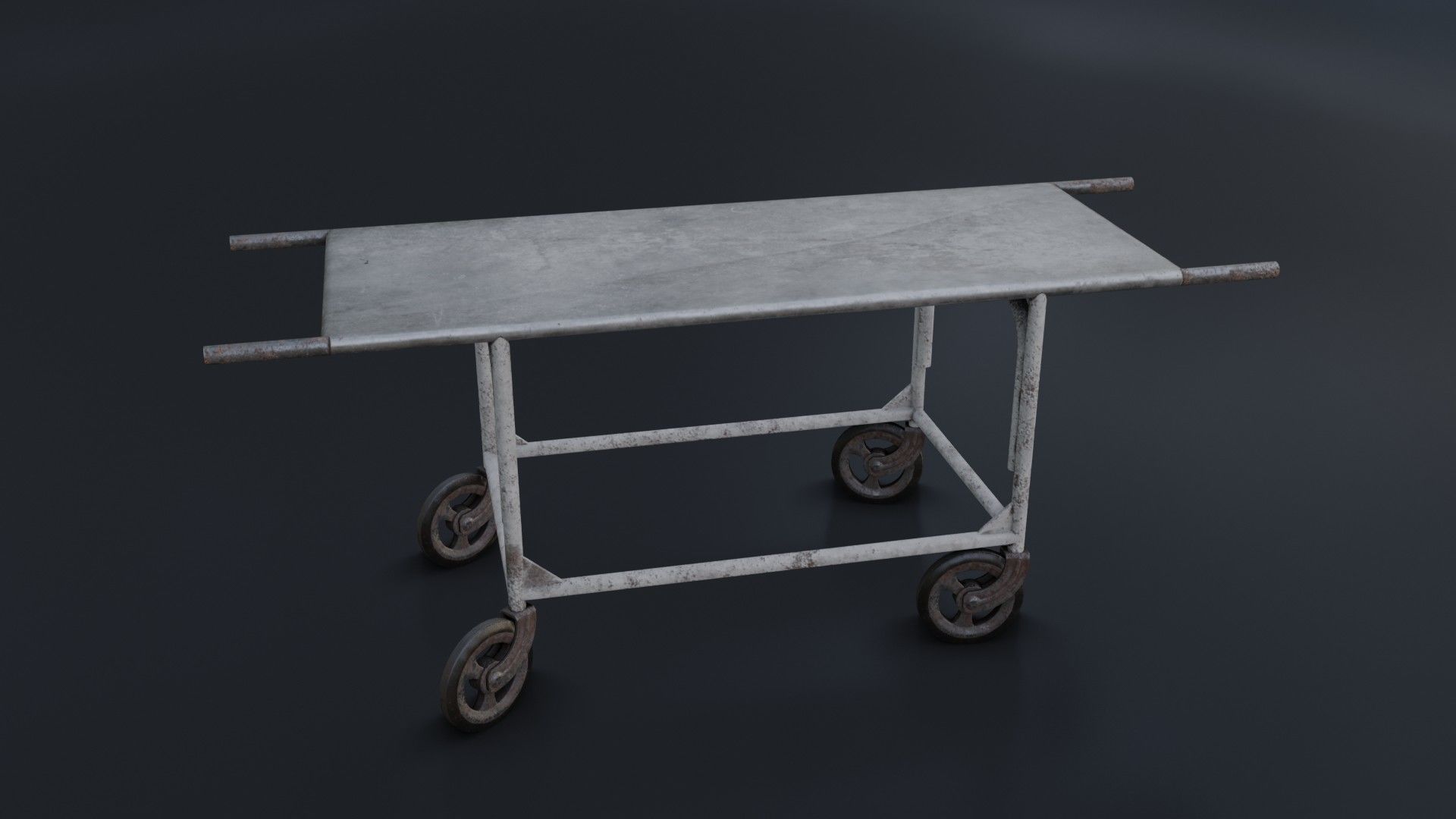 Old Dirty Body Trolley Low-poly 3D model_3
