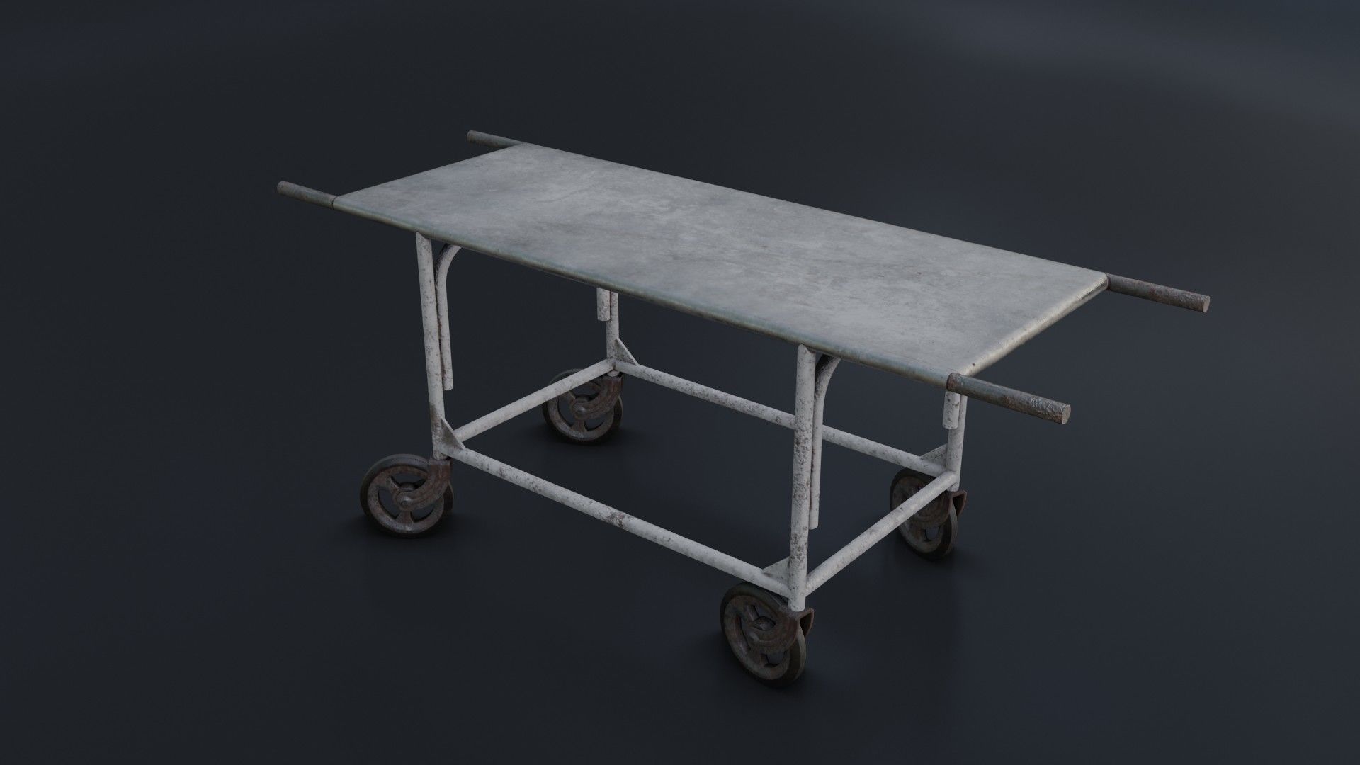 Old Dirty Body Trolley Low-poly 3D model_8