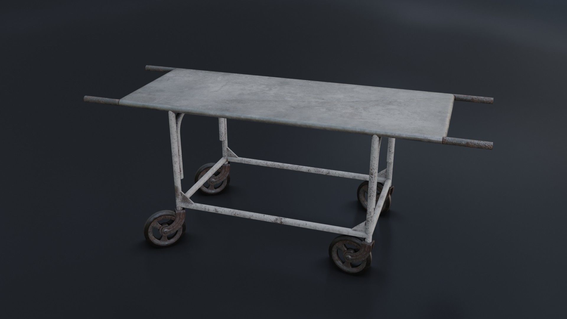 Old Dirty Body Trolley Low-poly 3D model_6
