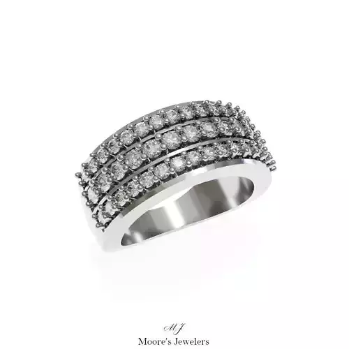 Faux Channel Set 3 Row Engagement Ring 3d Model